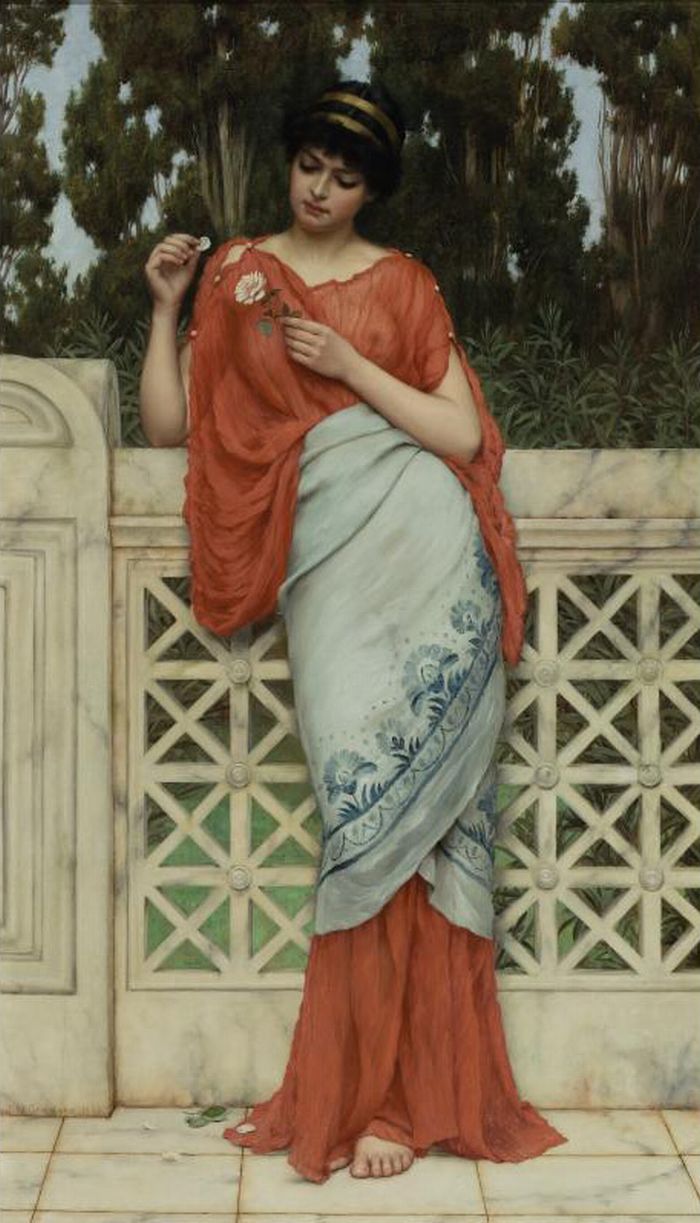 Szeret, nem szeret by John William Godward - 1896 - 81,2 x 45 cm 