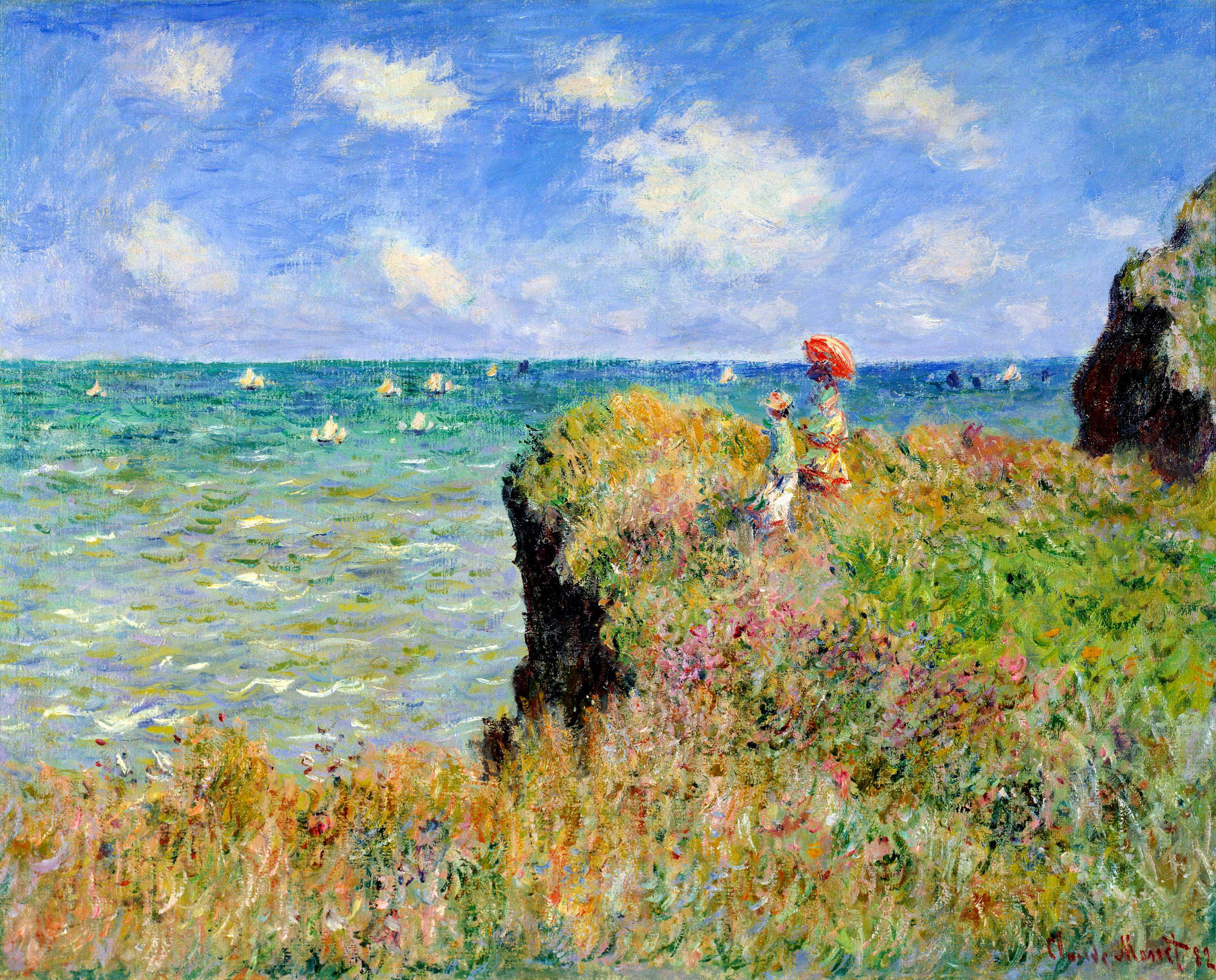 Spaziergang auf der Felskuppe in Pourville by Claude Monet - 1882 - 66.5 × 82.3 cm Art Institute of Chicago