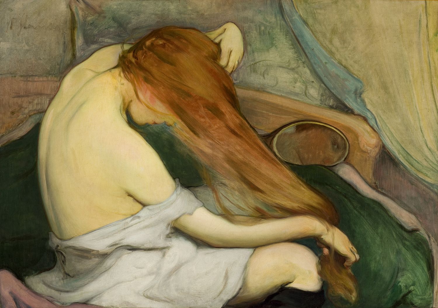 梳发的女人 by 符瓦迪斯瓦夫 斯雷文斯基 - 1897 - 64 x 91 cm 
