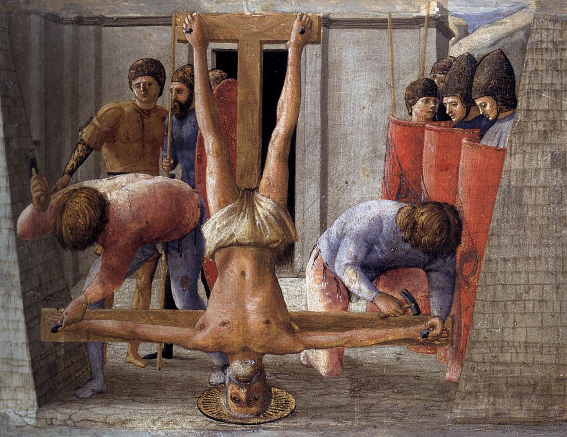 Crucifixion of St Peter by  Masaccio - 1462 - 22 x 31 cm Gemäldegalerie