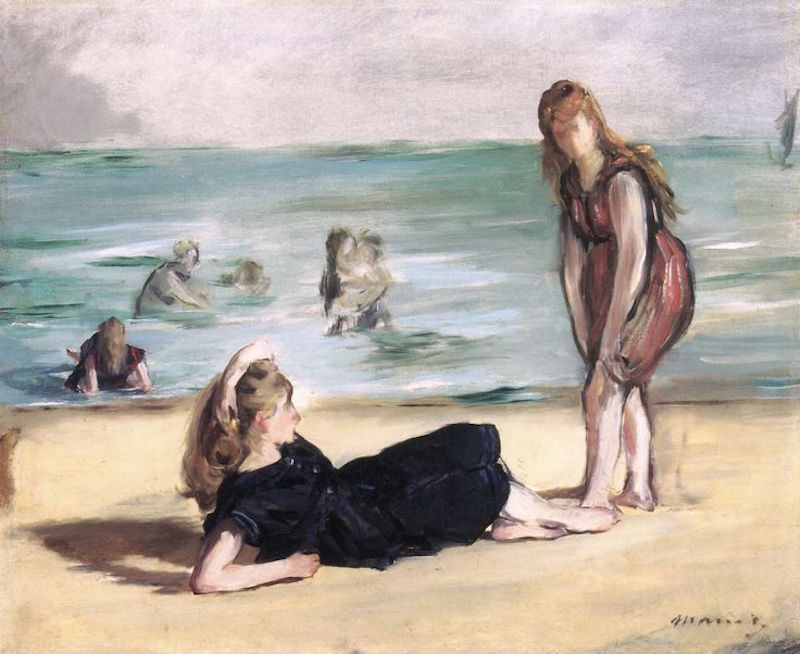 On The Beach by Édouard Manet - 1868 - 40.0 x 48.3 cm Detroit Institute of Arts