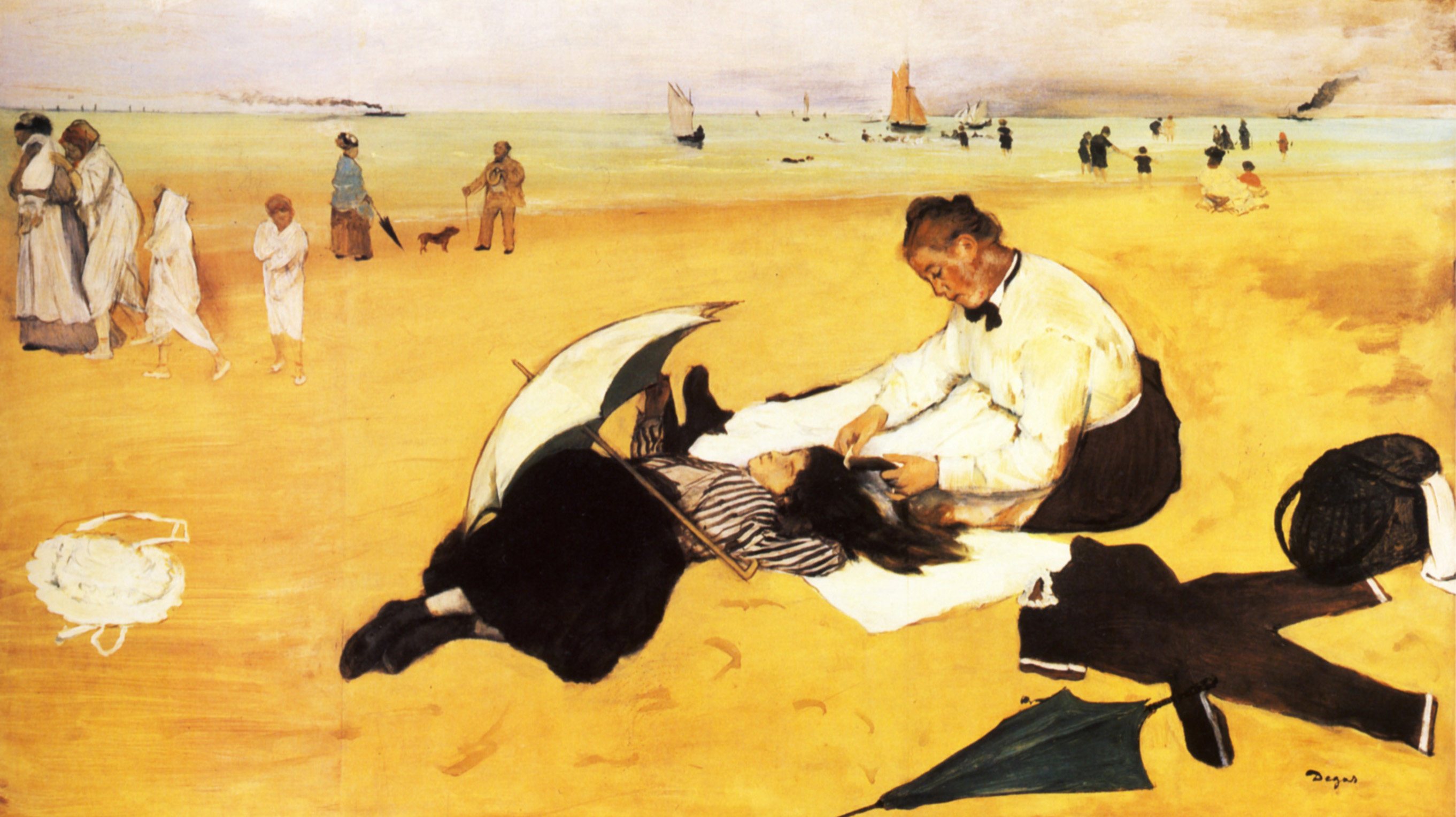 Сцена на пляже. by Edgar Degas - 1877 - 46 x 81 cm 