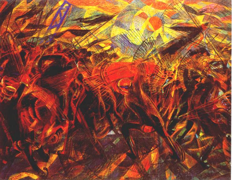 Les Funérailles de Galli l'anarchiste by Carlo Carrà - 1911 - 198.7 x 259.1 cm Museum of Modern Art