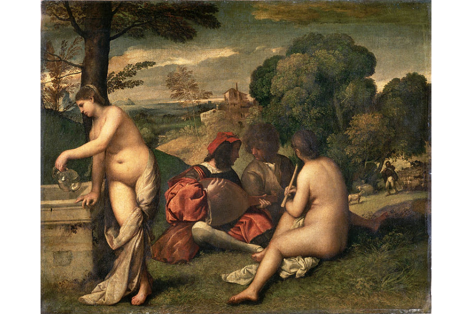 Ποιμενική Συναυλία by Titian or Giorgione - περίπου 1510 - 118 εκ.× 138 εκ. 