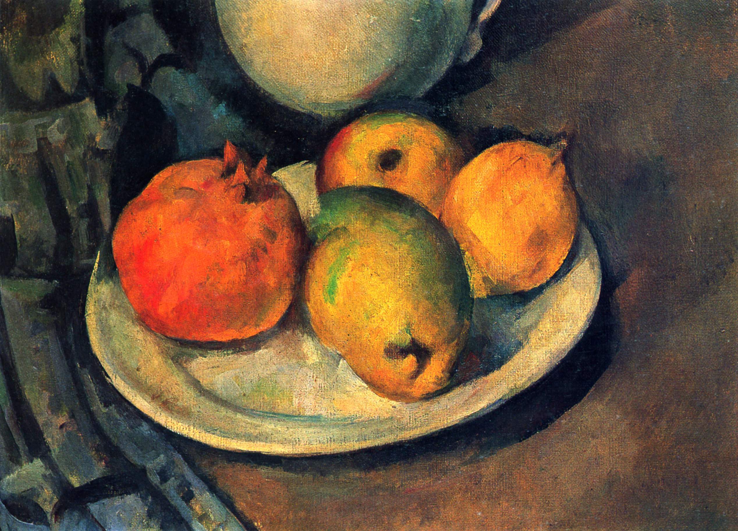 石榴和梨的靜物畫 by Paul Cézanne - 1890 - 27 x 36 公分 