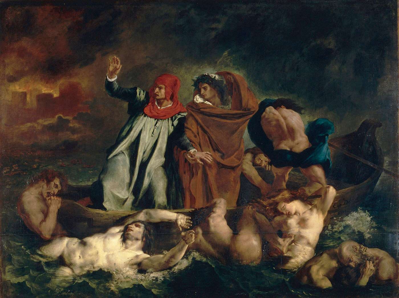 Danteho bárka by Eugène Delacroix - 1822 - 189 cm x 241,5 cm 