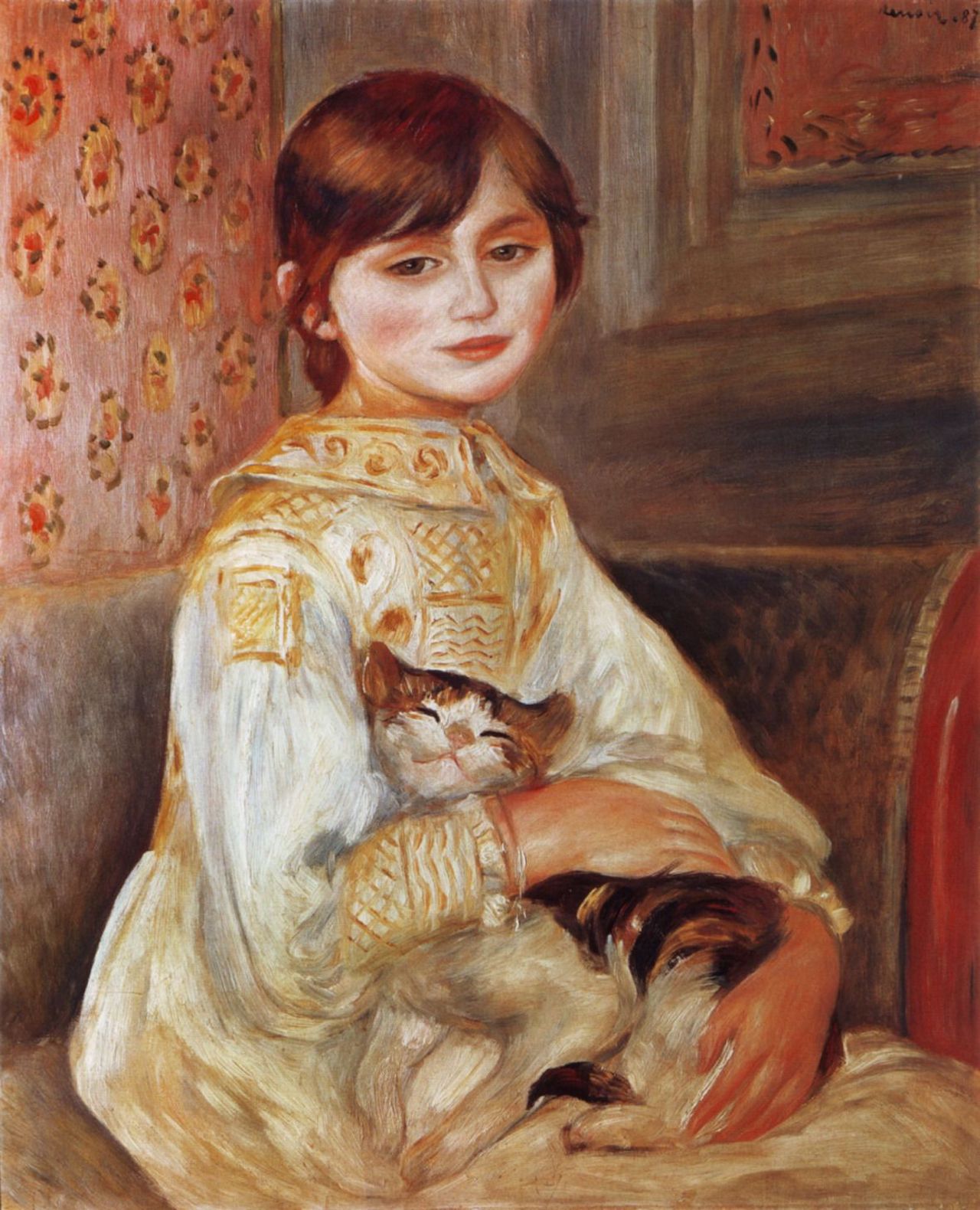 Meisje met kat by Pierre-Auguste Renoir - 1887 - 54 x 65 cm 