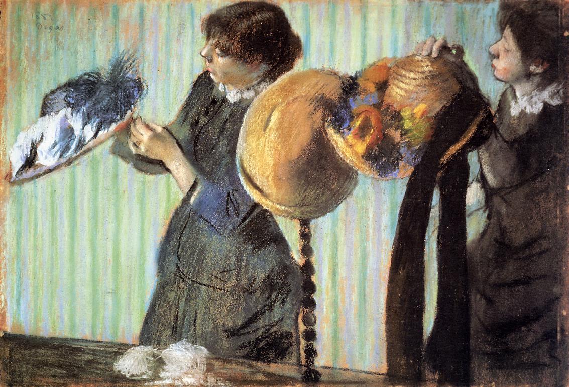 The Little Milliners by Edgar Degas - 1882 - 19 1/4 x 28 1/4 in Nelson-Atkins Museum of Art