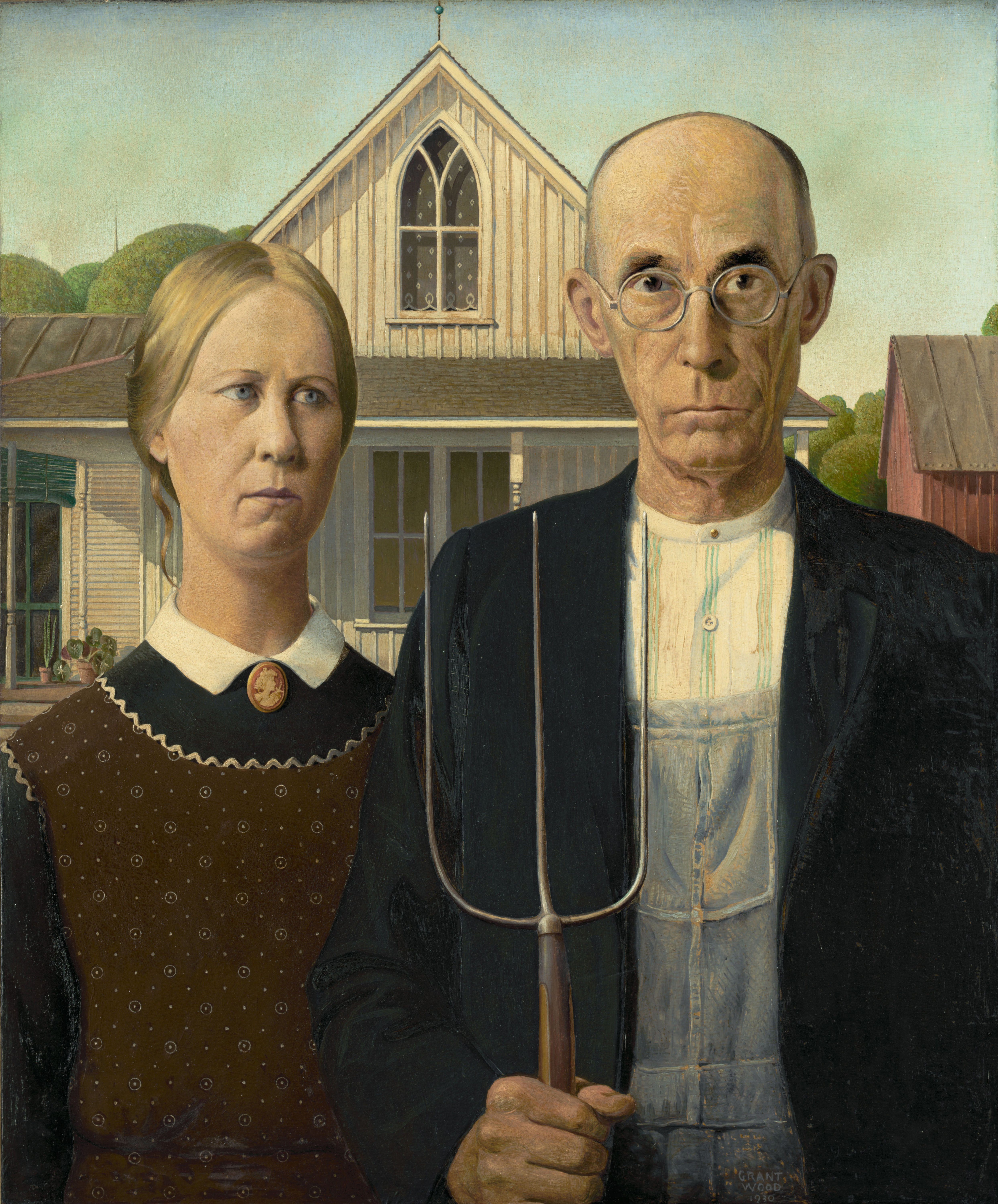 Американская готика by Grant Wood - 1930 - 78 × 65.3 см 