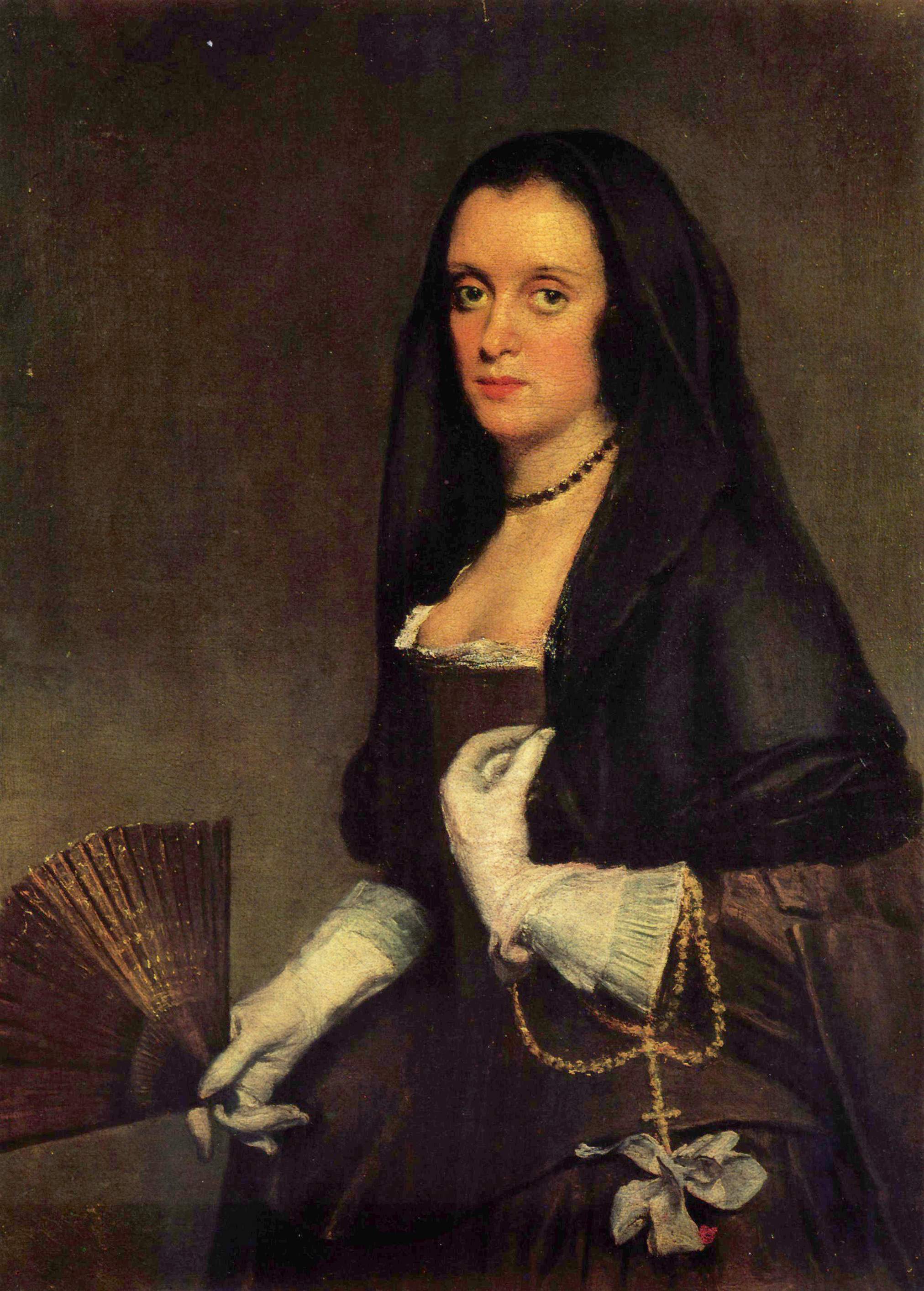 Дама с веером by Диего Веласкес - примерно 1640 - 92.8 × 68.5 см 