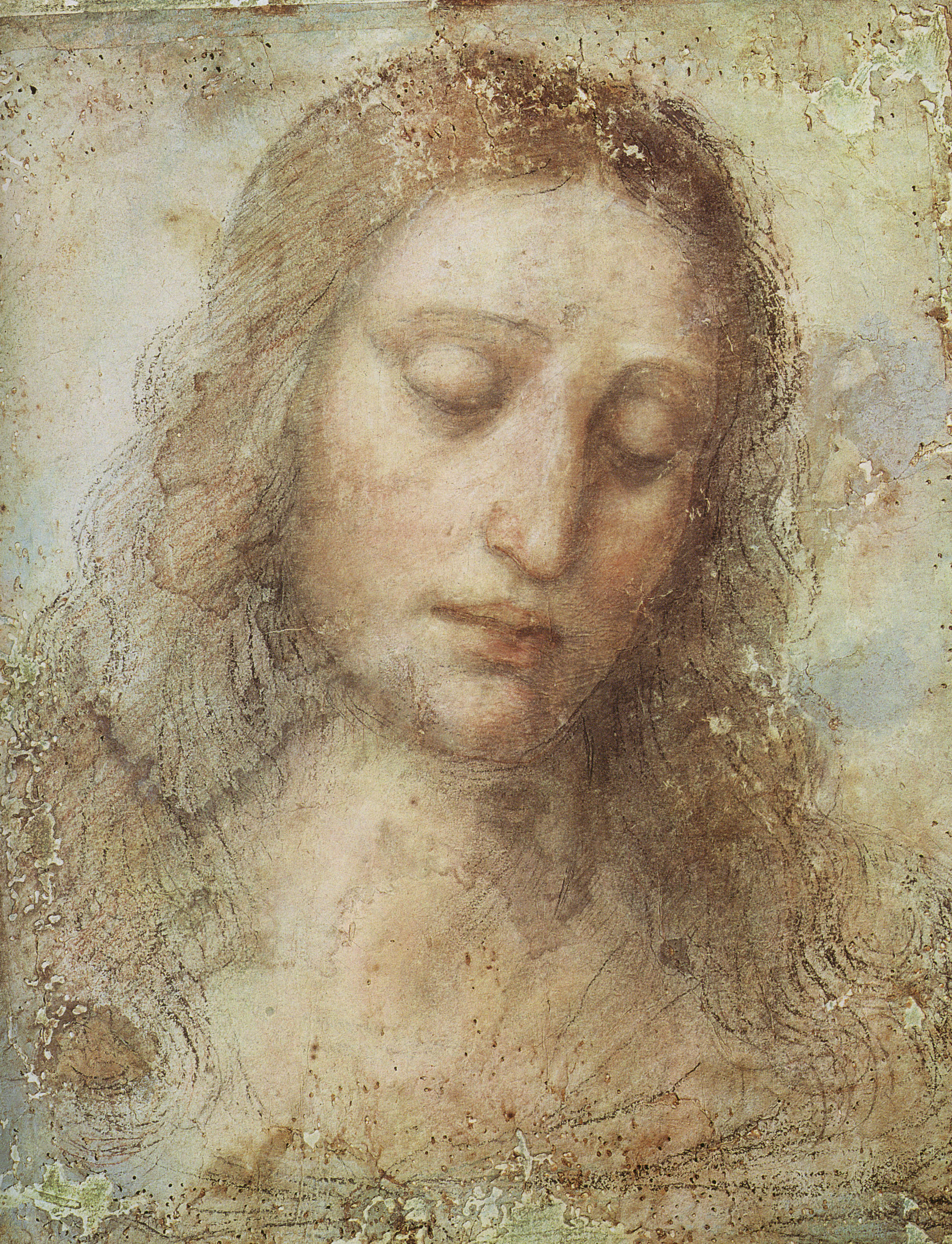 基督的头部画像 by 列奥纳多 ·  达 · 芬奇 - 1495 - - 