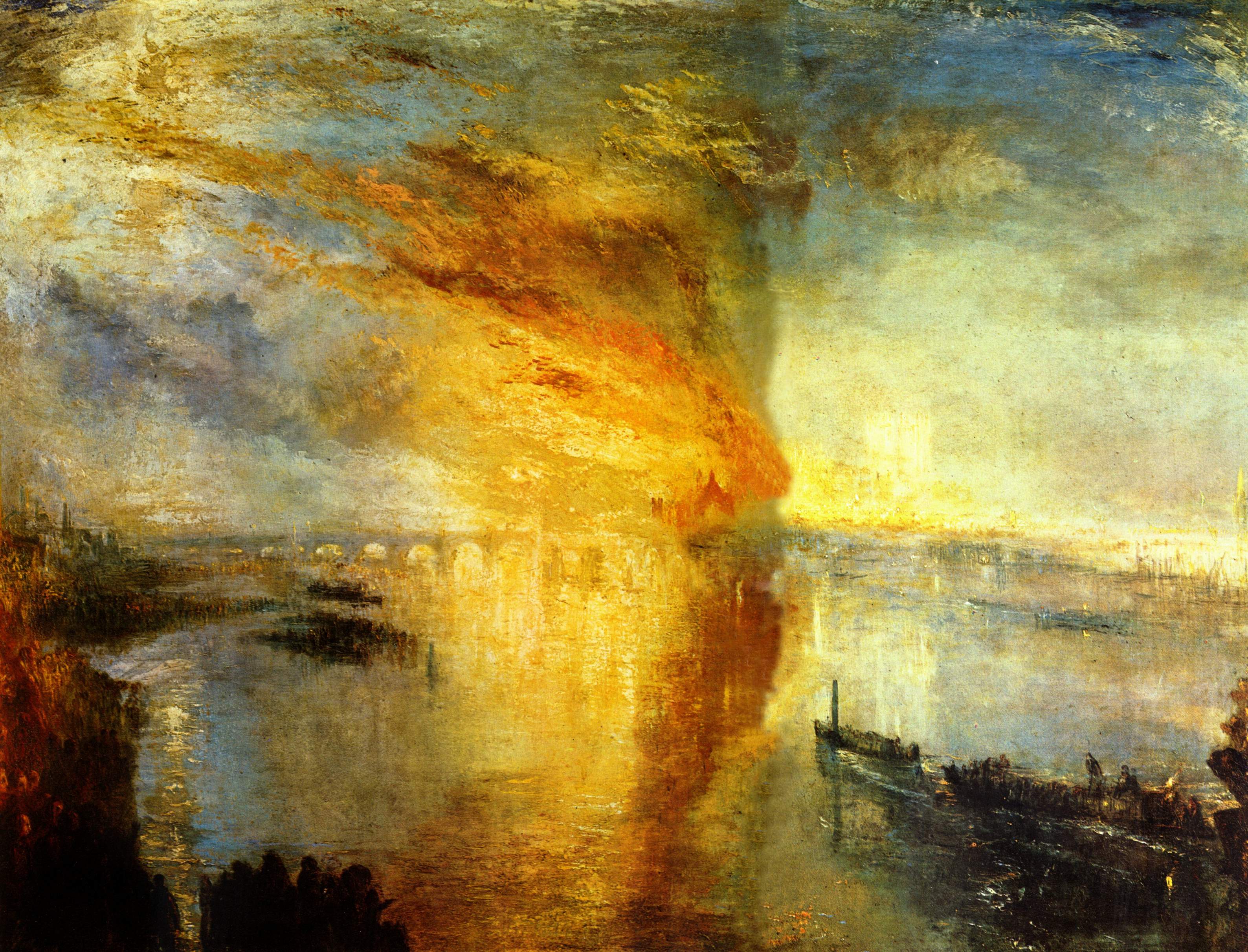 The Burning of the Houses of Parliament (Spalenie Izby Lordów i Izby Gmin) by Joseph Mallord William Turner - 1835 - 92.7 × 123 cm 