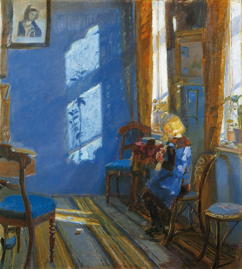 Sunlight in the Blue Room by Anna Ancher - 1891 - 65,2 x 58,8 cm Skagens Kunstmuseer