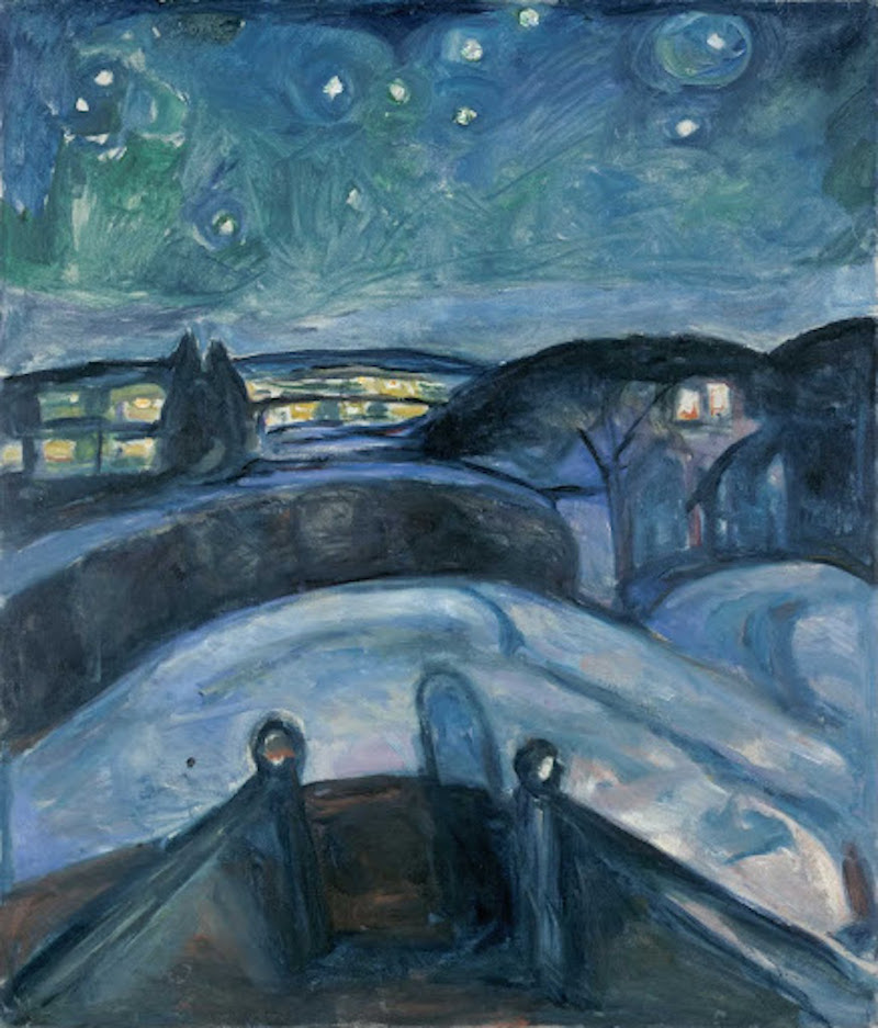 繁星之夜 by 爱德华 蒙克 - 1922至1924年 - 135 x 140 cm 蒙克博物馆