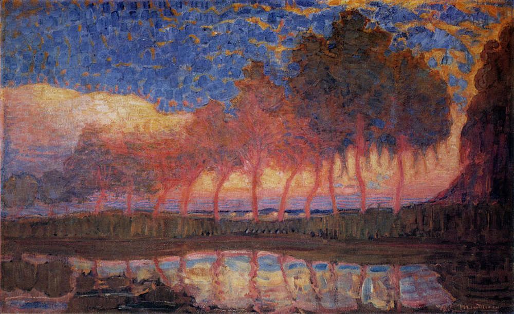 Деревья вдоль реки (Trees Along a River) by Piet Mondrian - 1907 - - 