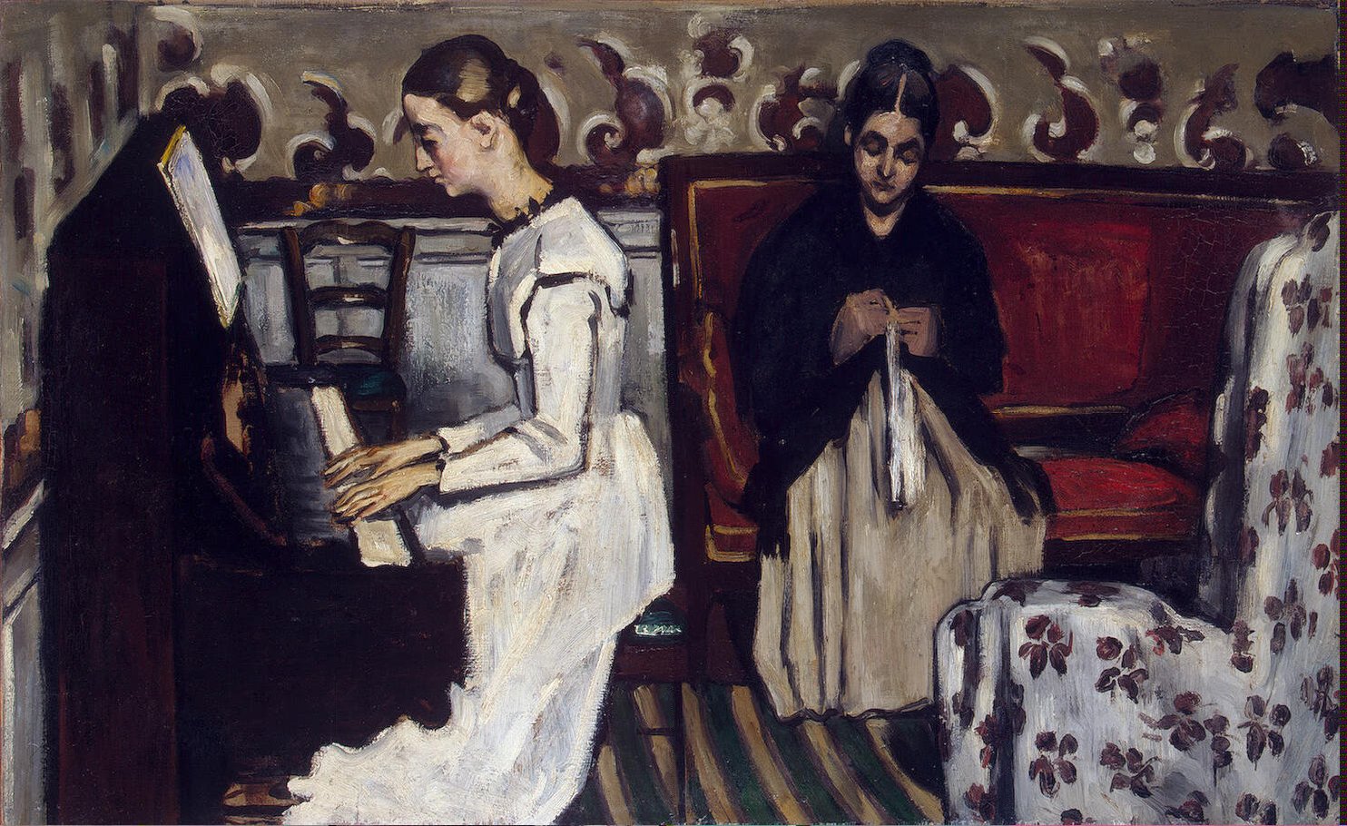 唐懷瑟序曲：藝術家的母親與妹妹 by Paul Cézanne - 1868 - 57 x 92 公分 