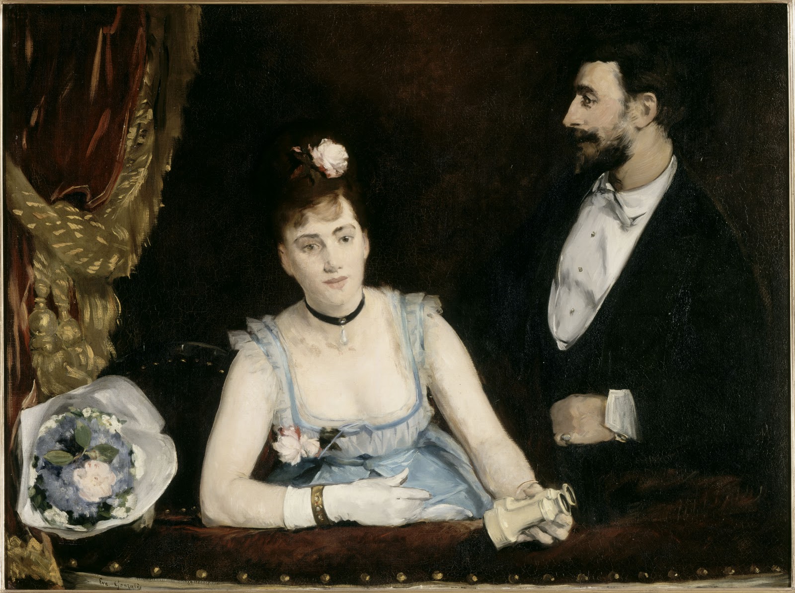 Egy páholy a Theatre des Italiens-ben by Eva Gonzalès - 1874 - 98 x 140 cm 