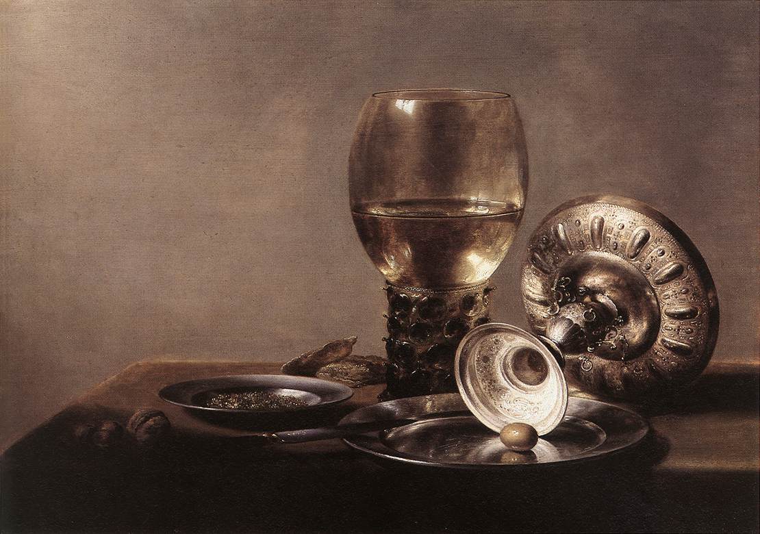 Şarap Kadehi ve Gümüş Kase ile Natürmort by Pieter Claesz - - - 42 x 59 cm 