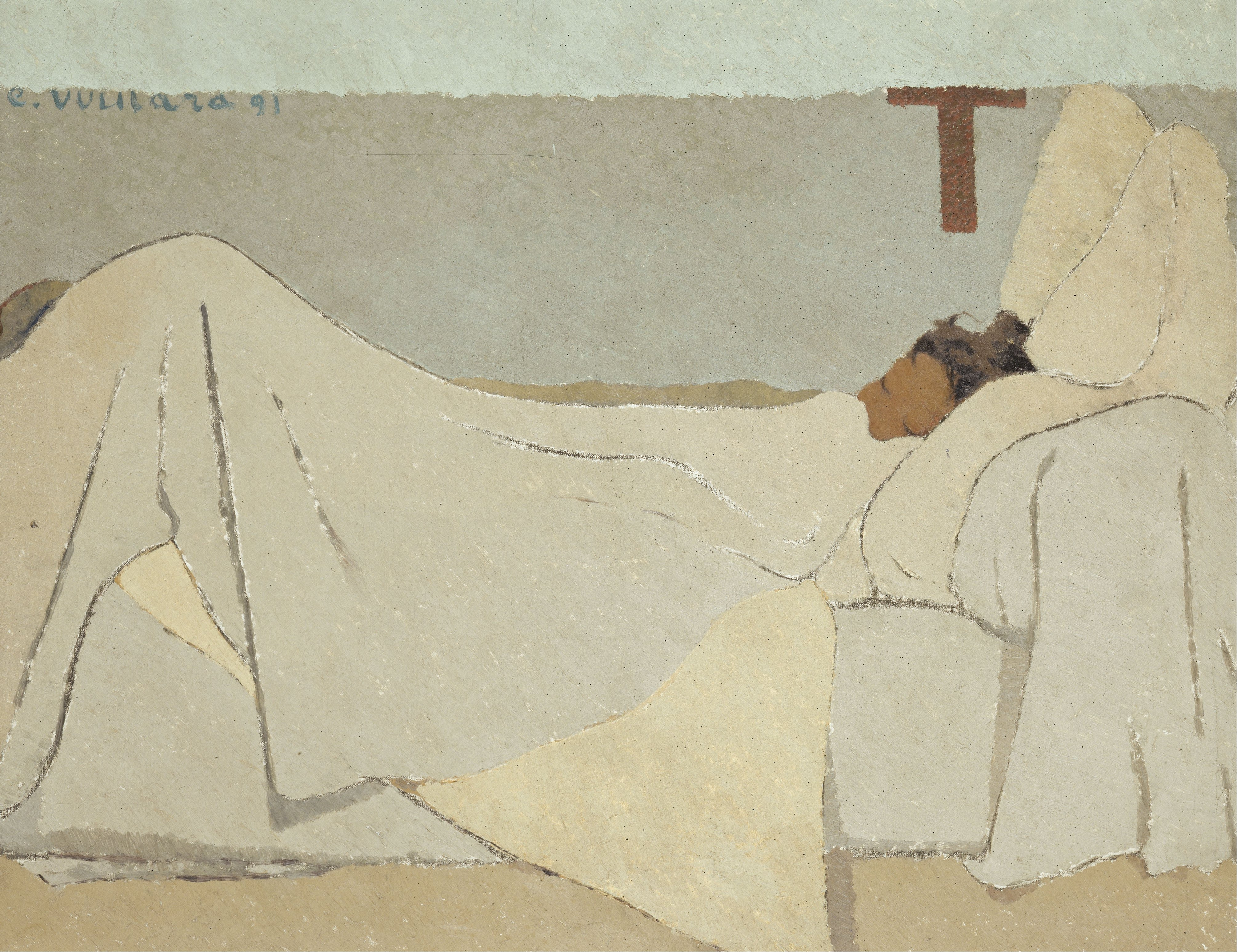 在床上 by 爱德华 维拉德 - 1891 - 92 x 74 cm 