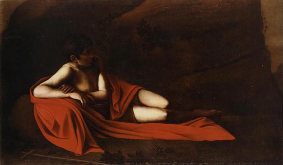 John the Baptist (Reclining Baptist) by  Caravaggio - 1610 - 124 x 159 cm private collection