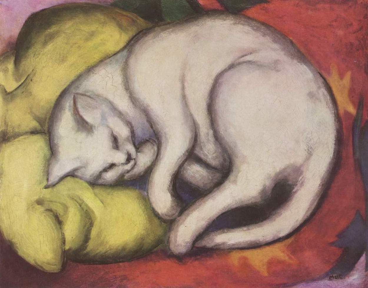 Die Weiße Katze by Franz Marc - 1912 - 48 × 60 cm Kunstmuseum Moritzburg Halle (Saale)