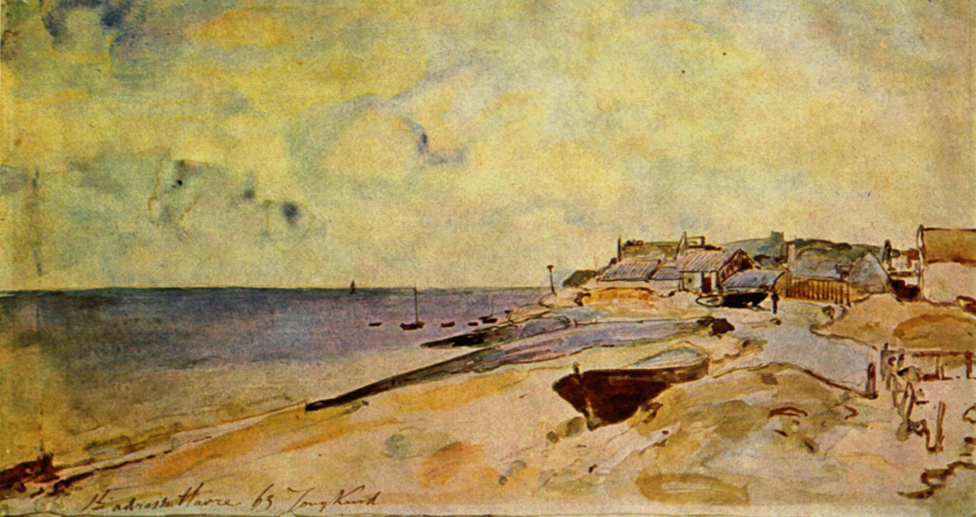 The Beach at Sainte-Adresse by Johan Jongkind - 1863 - 30 × 57 cm Musée du Louvre