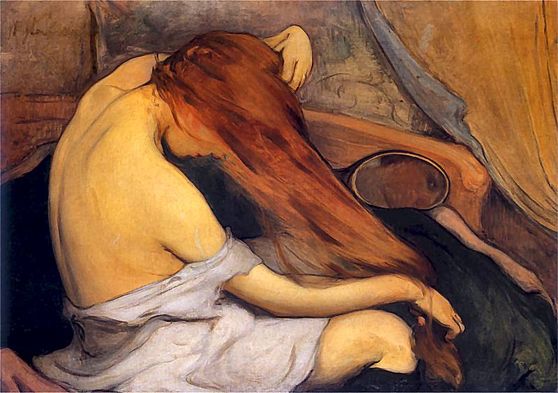 Женщина, расчесывающая волосы by Wladyslaw Slewinski - 1897 - 64 x 91 см 