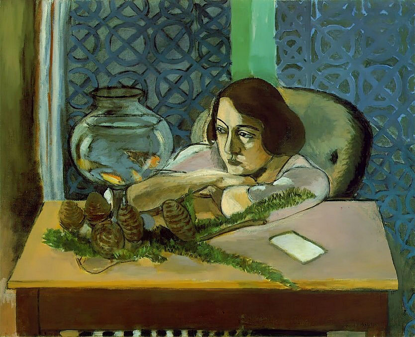 Nő egy akvárium előtt by Henri Matisse - 1921 - 80.7 x 100 cm 
