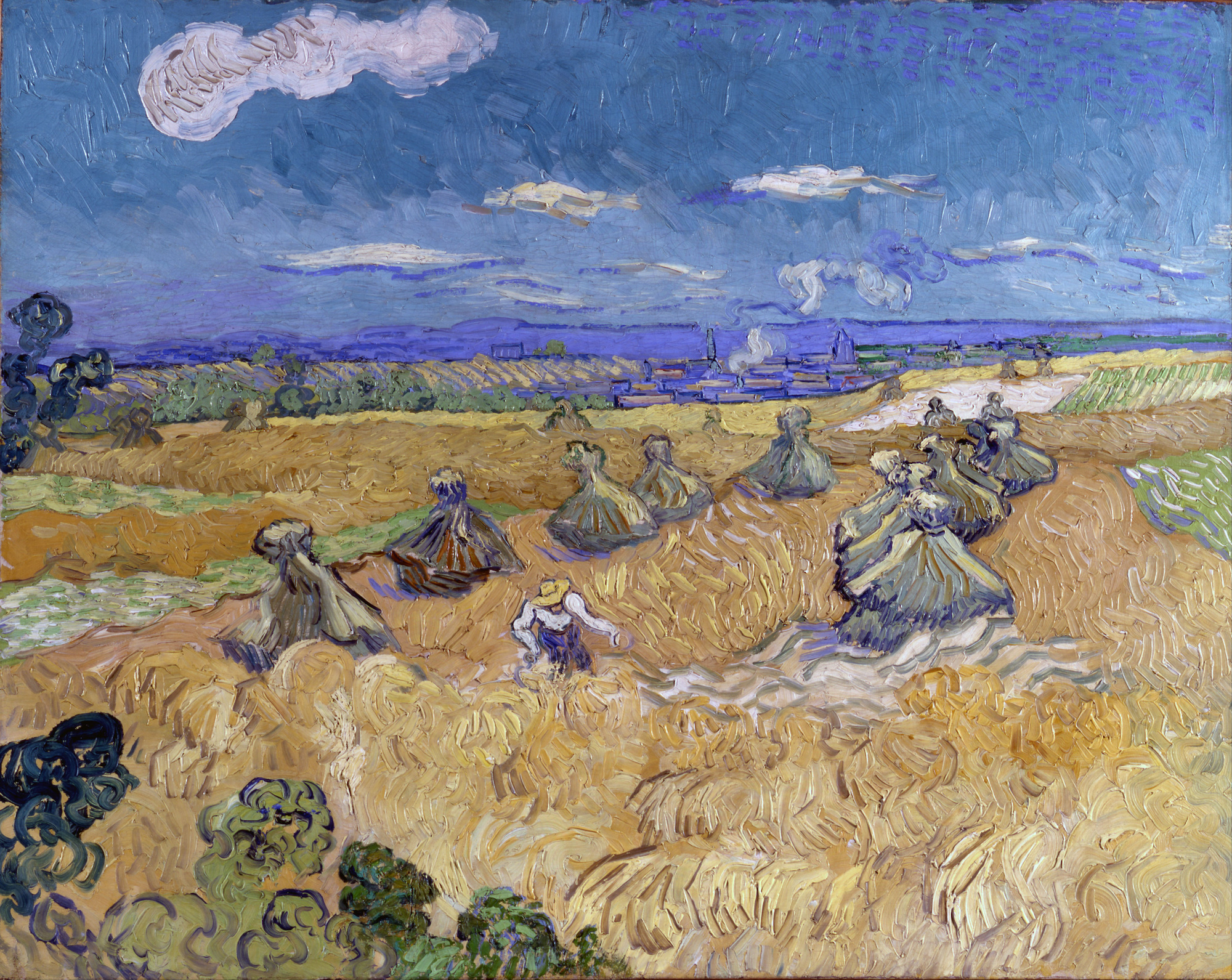 Champs de blé et moissonneur, Auvers by Vincent van Gogh - 1890 - 73.6 x 93 cm 