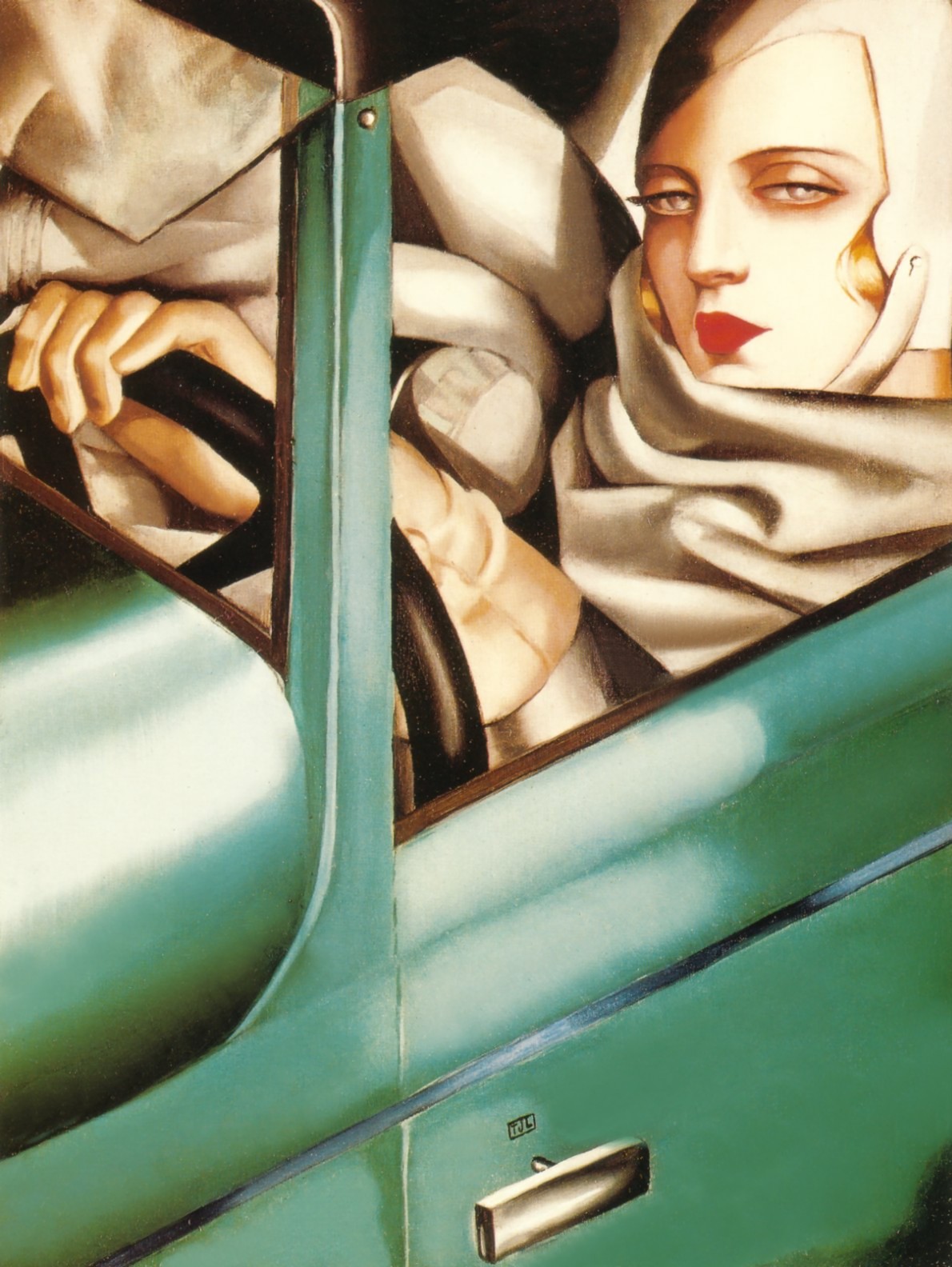 Yeşil Bugatti'de Otoportre by Tamara de Lempicka - 1925
 - 35 x 26 cm özel koleksiyon