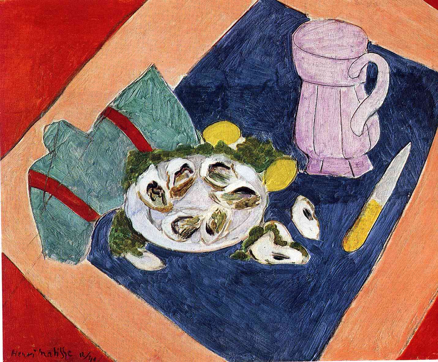 牡蠣的靜物畫 by Henri Matisse - 西元1940 - 65.5 公分 x 81.5 公分 