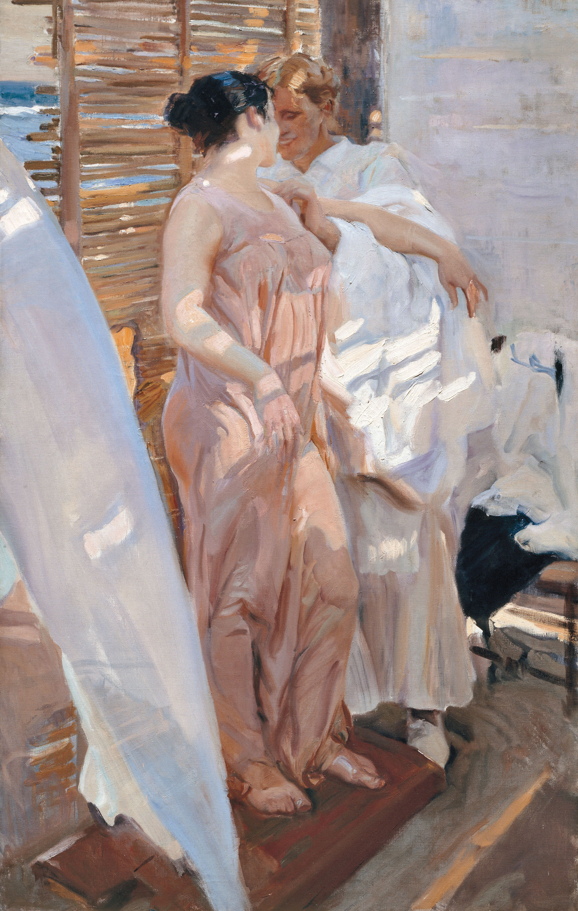 沐浴后穿上粉色浴袍 by 华金 索罗拉 - 1916 - 208 x 126,5 厘米 