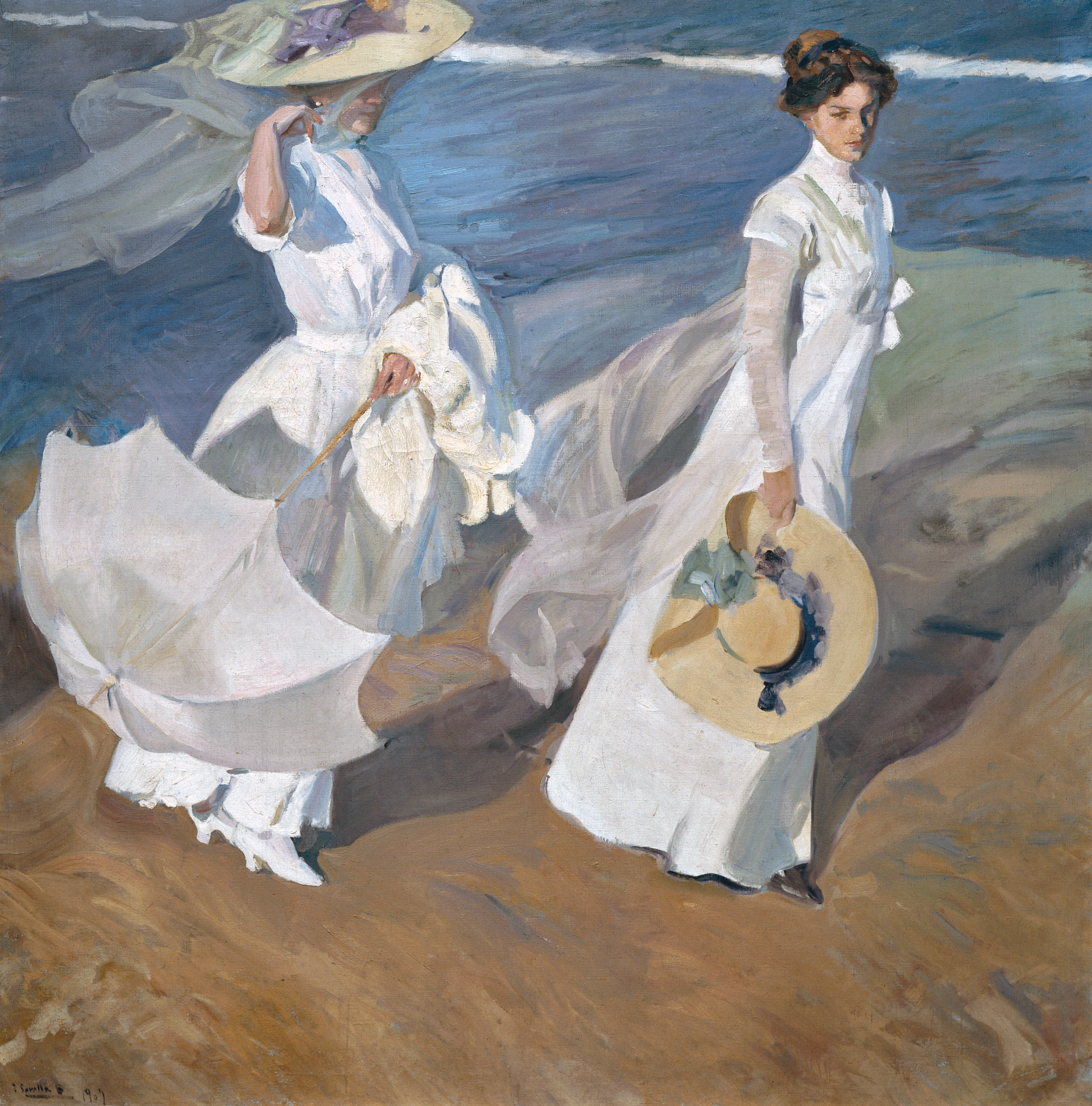 Spacer nad brzegiem morza by Joaquín Sorolla - 1909 - 205 x 200 cm 