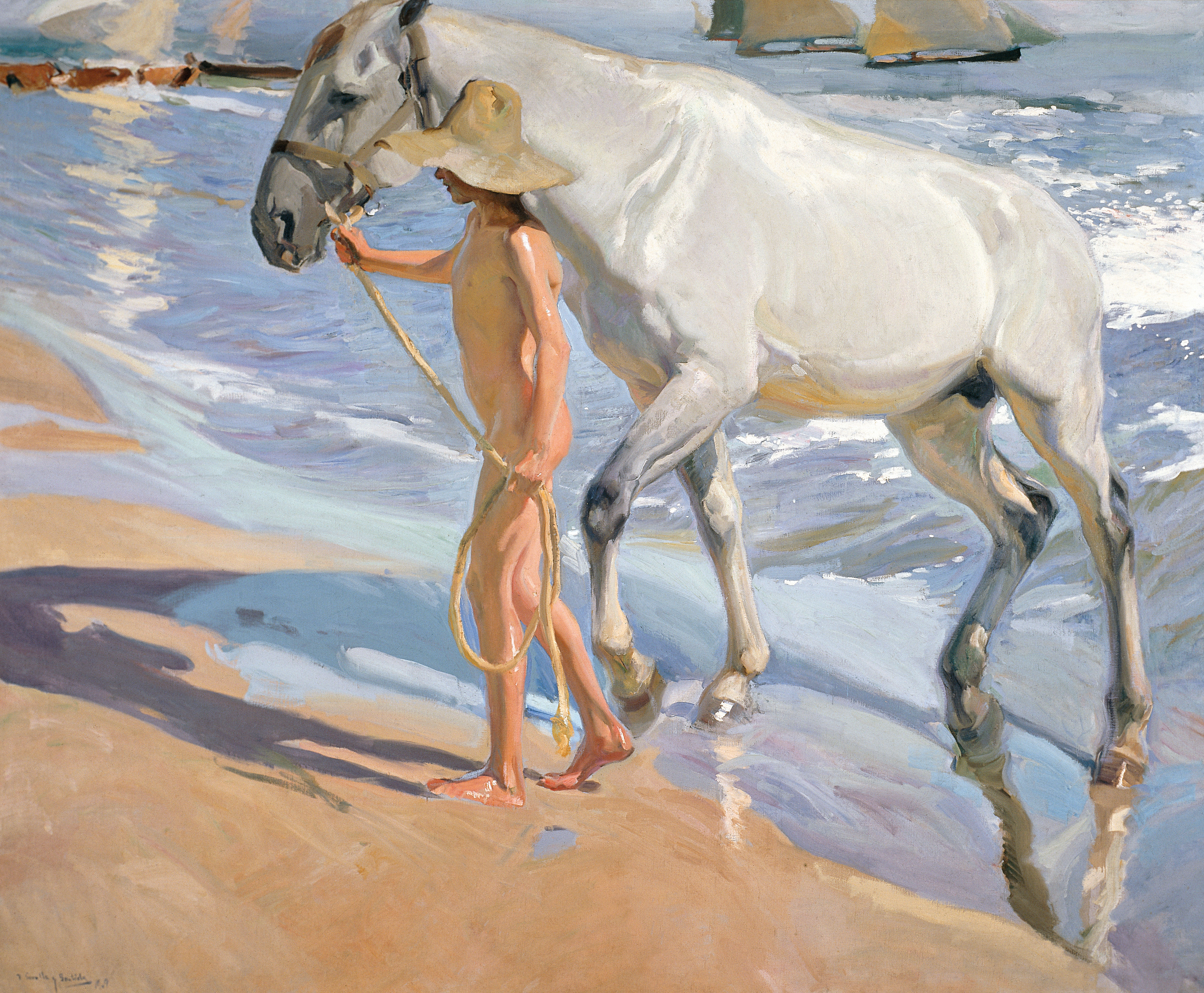 The Horse's Bath by Joaquín Sorolla - 1909 - 205 x 250 cm Museo Sorolla