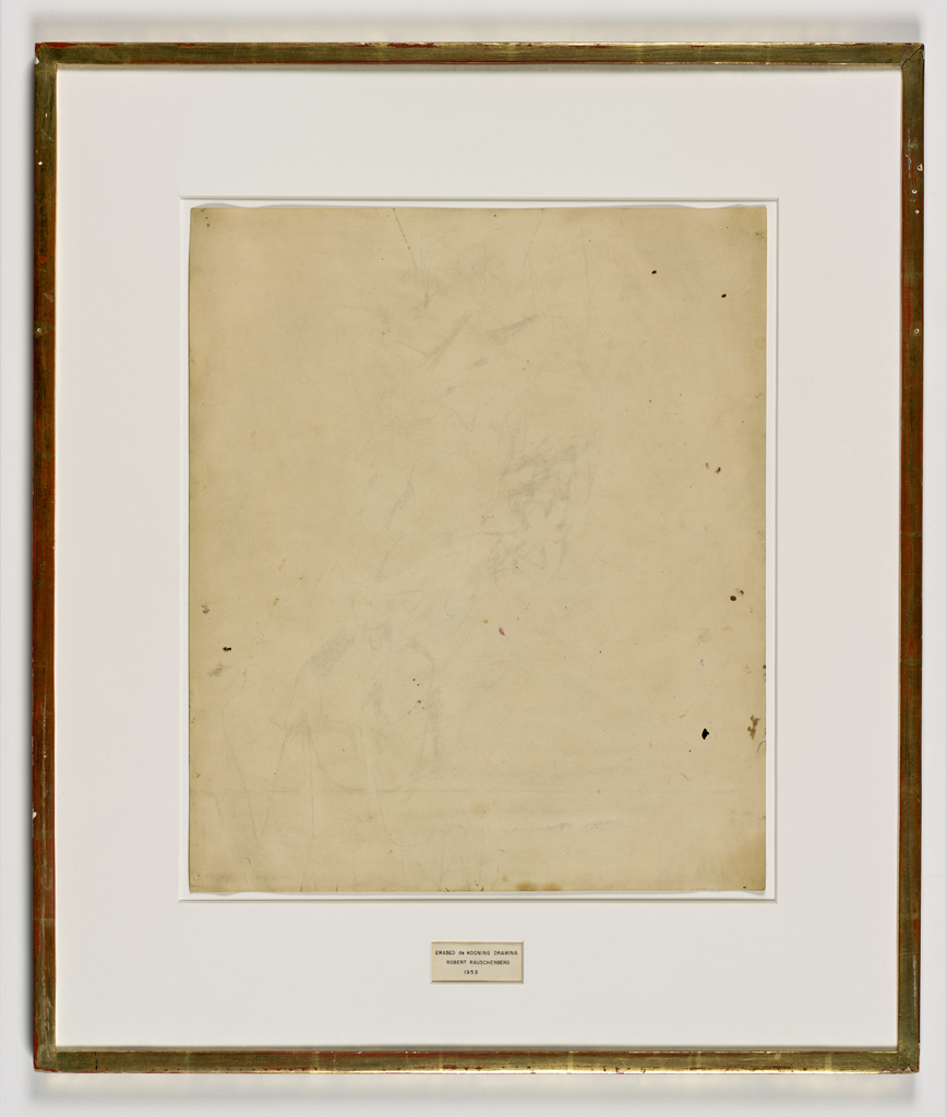 Erased Willem de Kooning Drawing by Robert Rauschenberg - 1953 - 64,1 x 55,2 x 1,3 cm  SFMOMA San Francisco Museum of Art