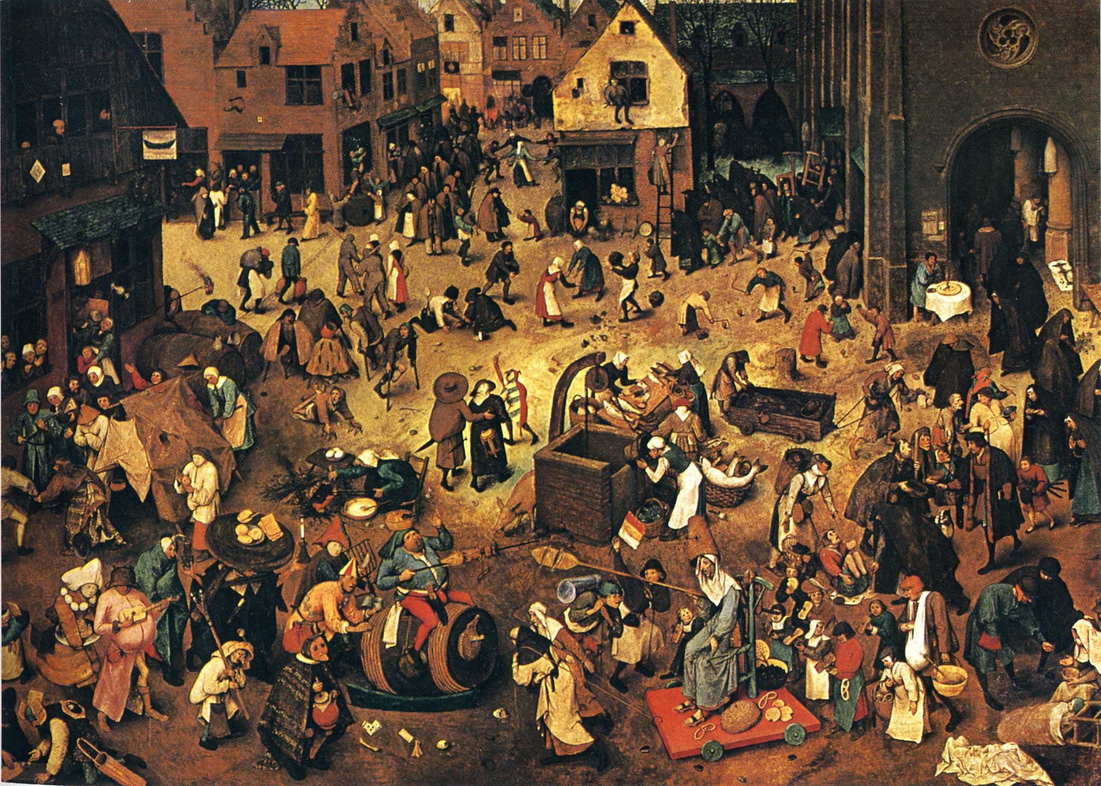 De strijd tussen carnaval en vasten by Pieter Bruegel de Oude - 1559 - 118 x 164.5 cm Kunsthistorisches Museum