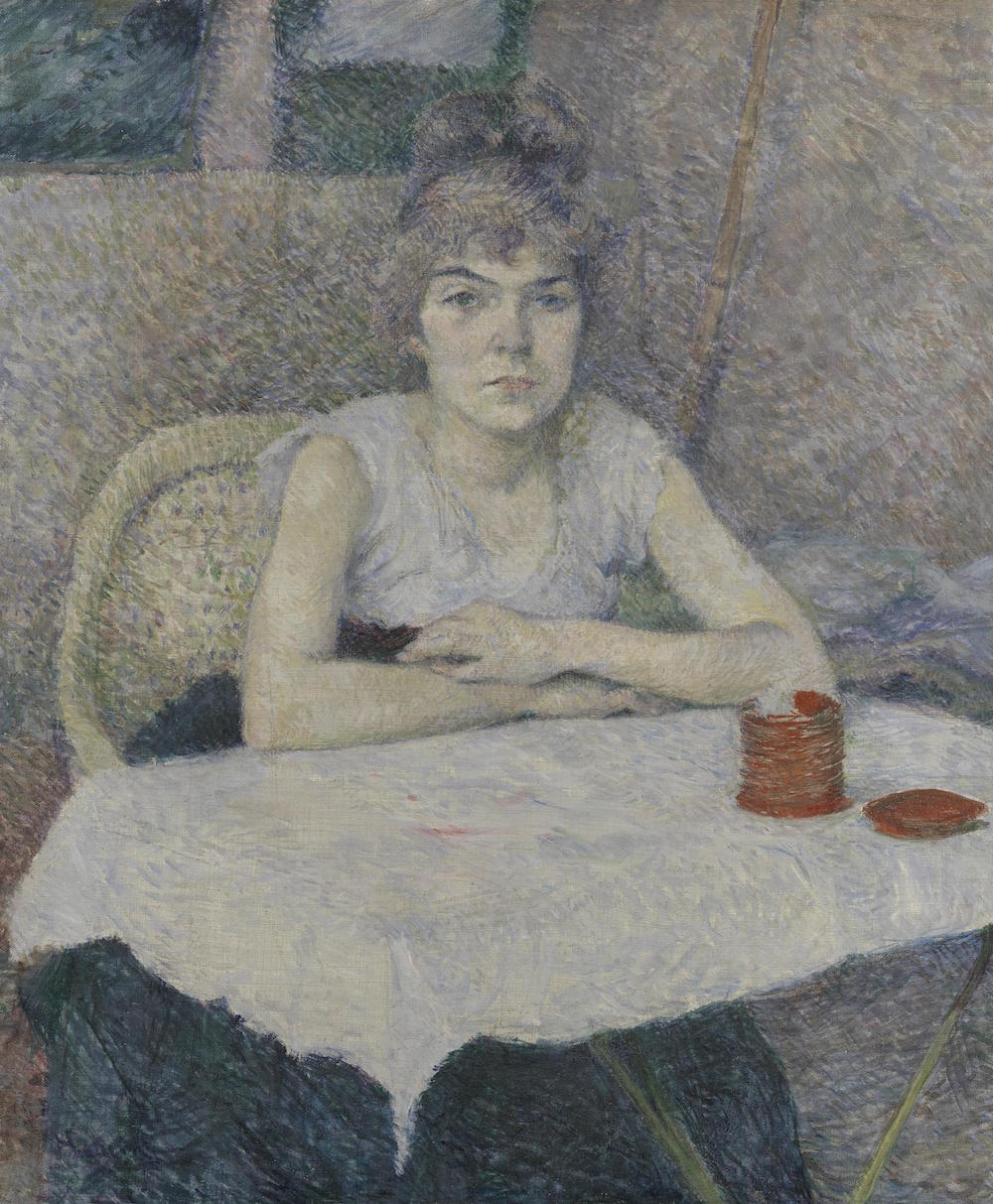 坐在桌边的少妇 “波德雷兹” by 亨利 劳特累克 - 1887 - 56 cm x 46 cm 梵高博物馆