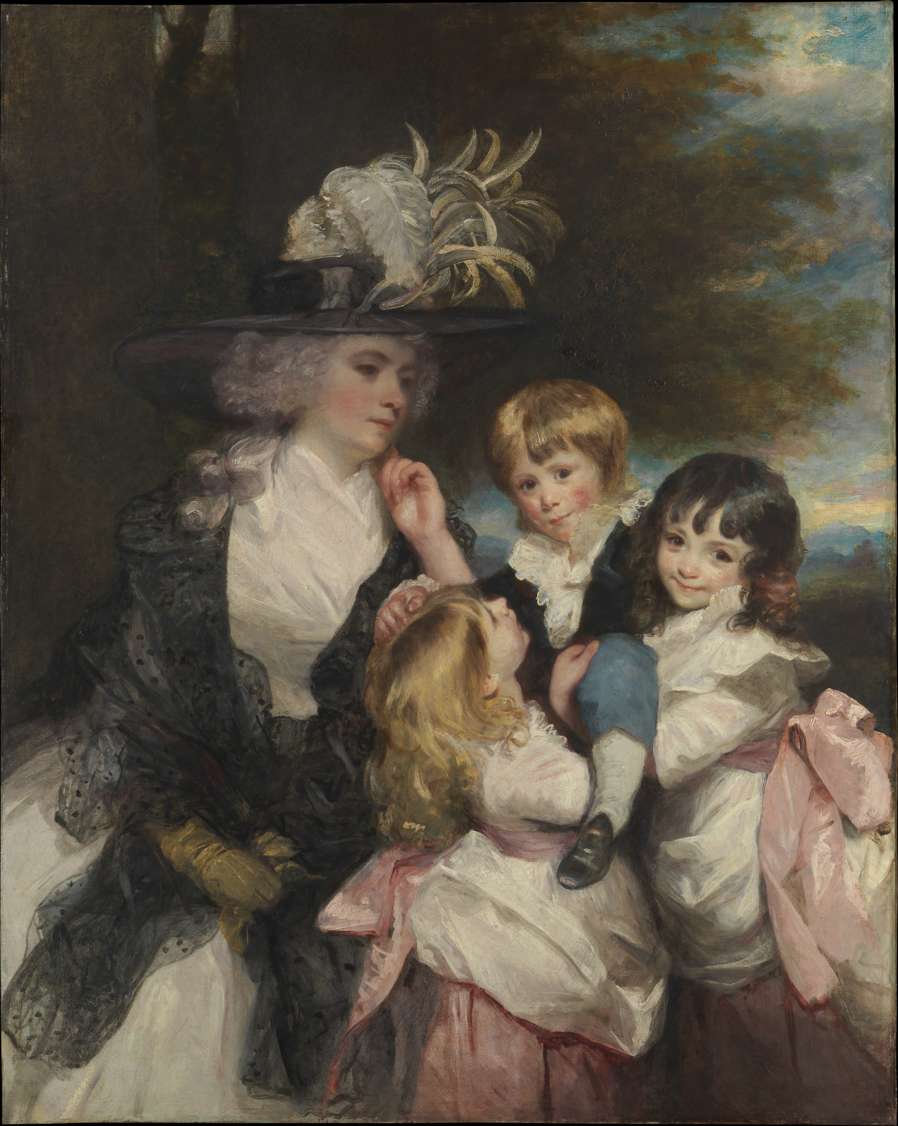史密斯夫人 (夏洛特·德拉瓦爾) 與她的孩子們 (喬治亨利, 露易莎, 和夏洛特) by Joshua Reynolds - 西元1787 - 132 x 147 公分 