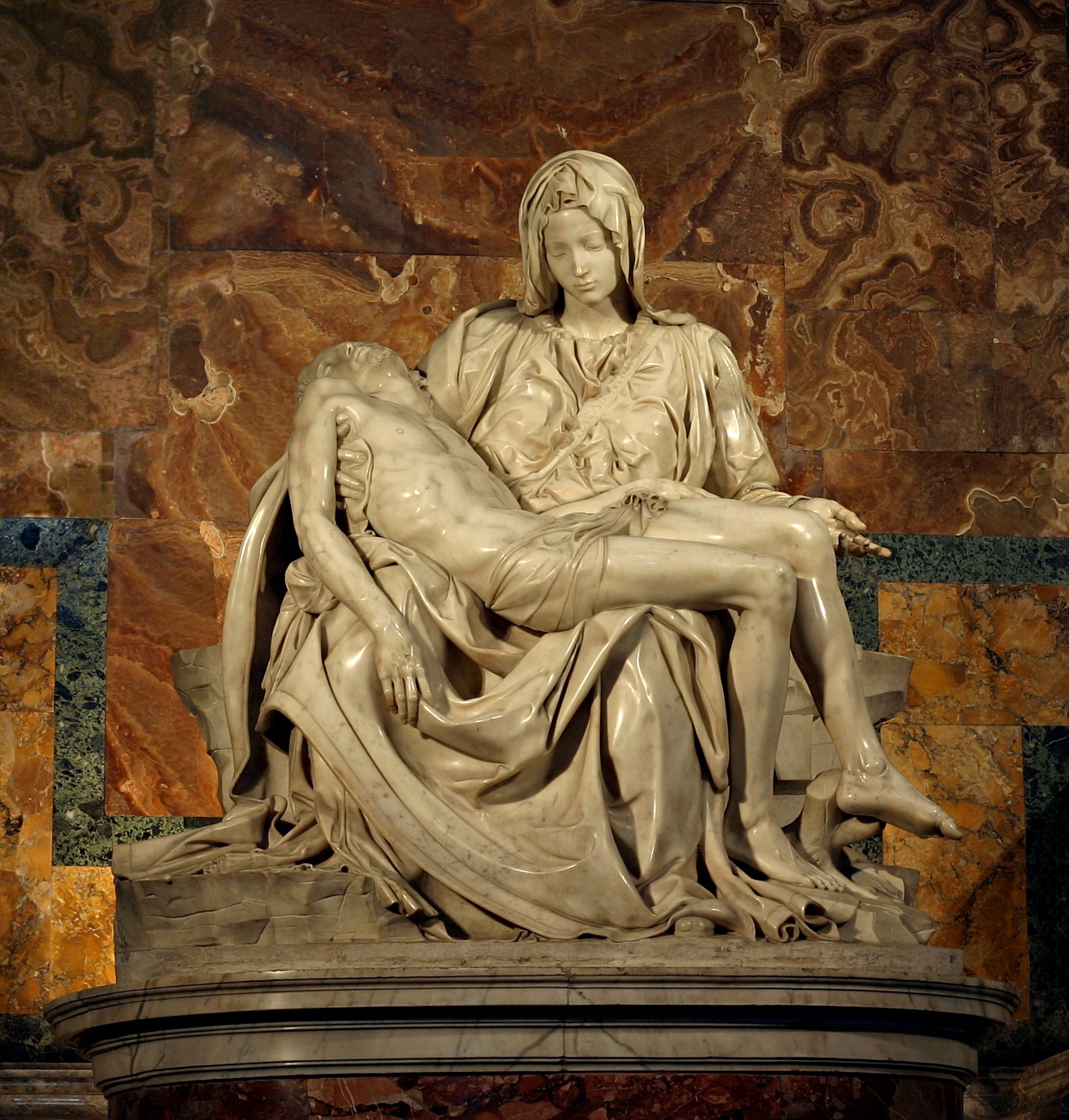 Pietà by  Michelangelo - 1498–1499 - 174 cm × 195 cm St. Peter's Basilica, Vatican City