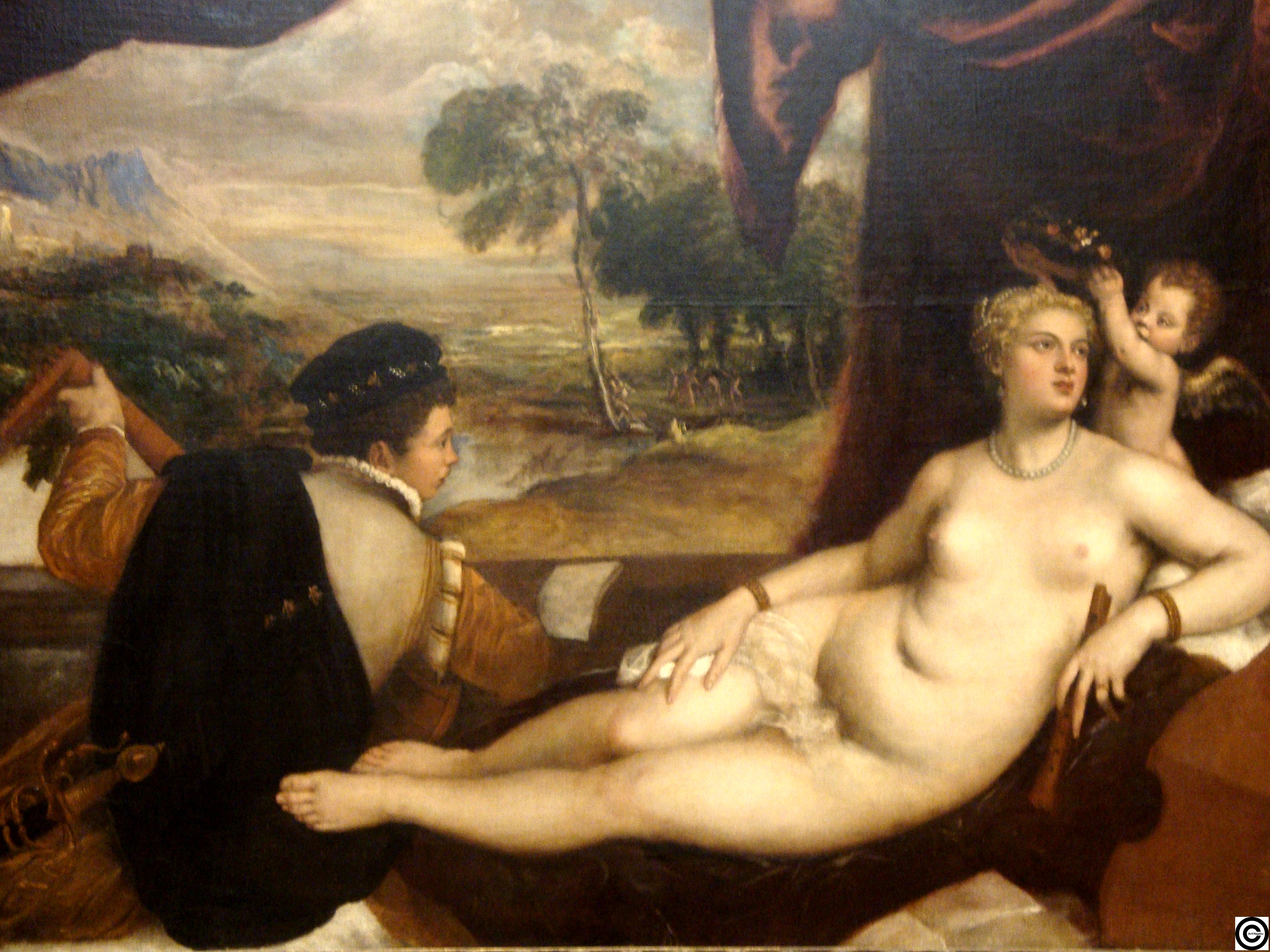 Venus et Le Joueur de Luth by  Titian - ca. 1565-70 - 165.1 x 209.6 cm Metropolitan Museum of Art