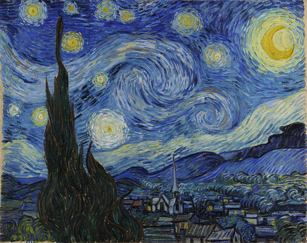 Notte stellata by Vincent van Gogh - 1889 - 73,7  × 92,1 cm Museum of Modern Art