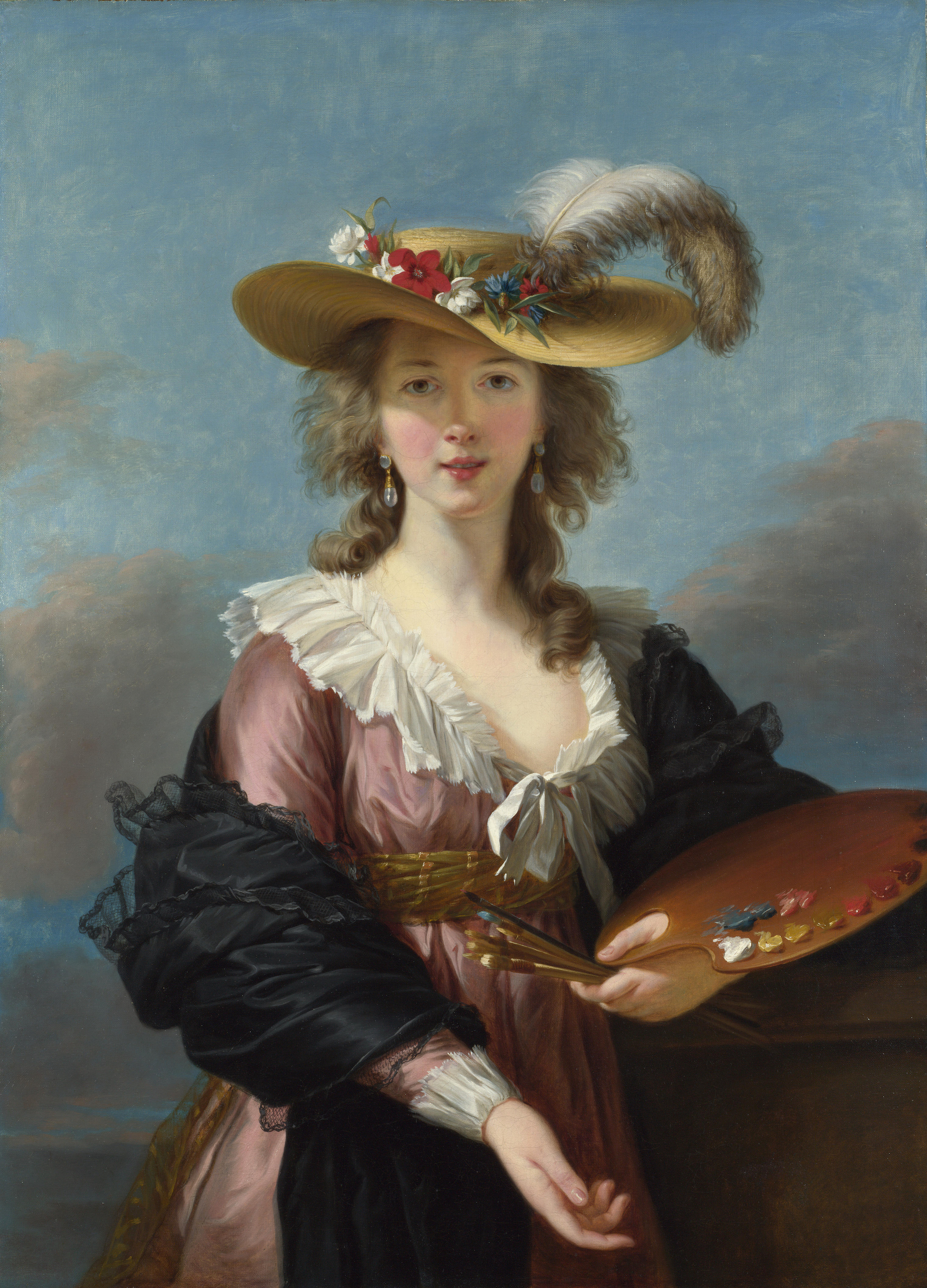 Autoportrét ve slaměném klobouku by Élisabeth Vigee Le Brun - Po roce 1782 - 97,8 cm x 70,5 cm 