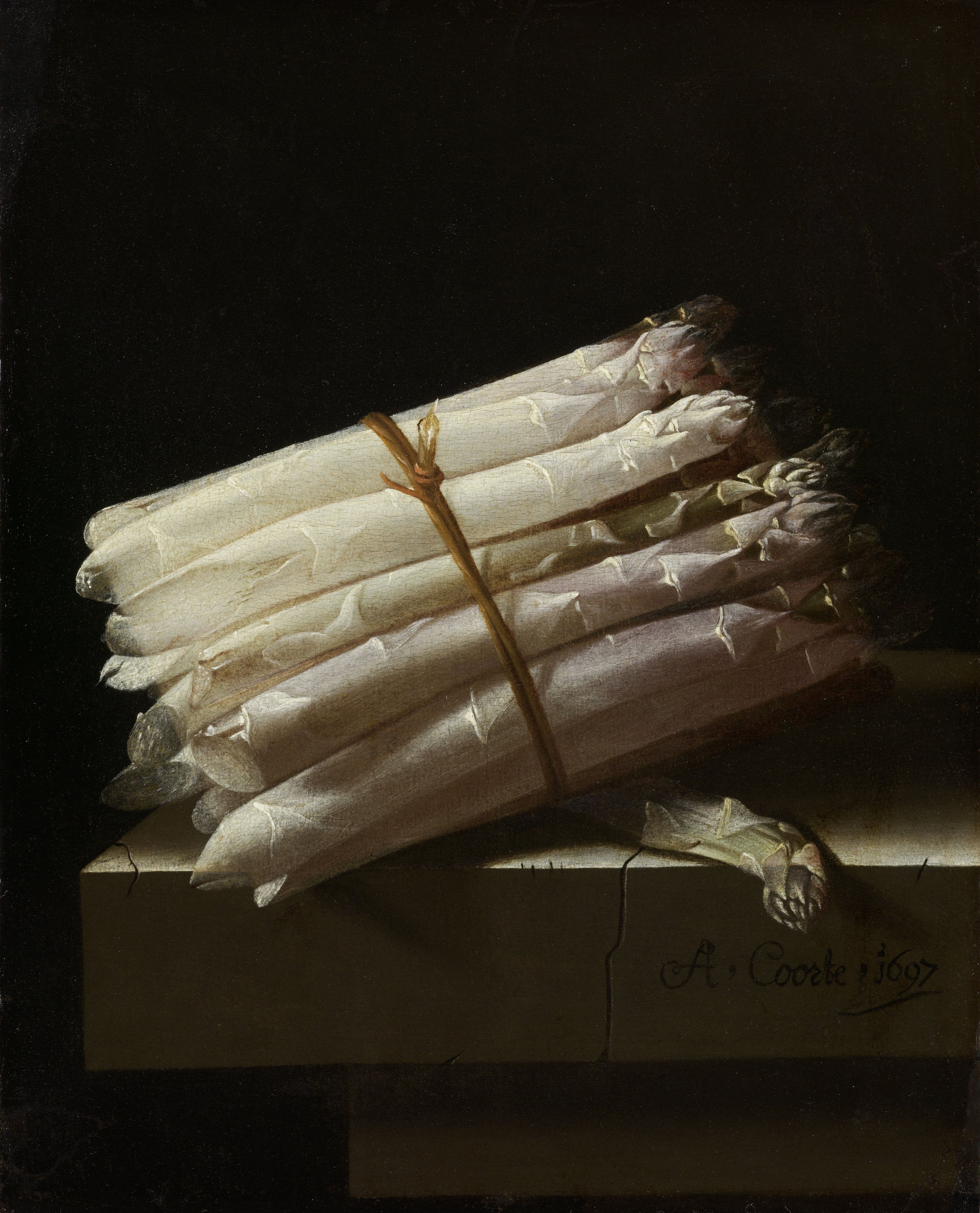 Stilleven met asperge by Adriaen Coorte - 1697 - 25 x 20,5 cm Rijksmuseum