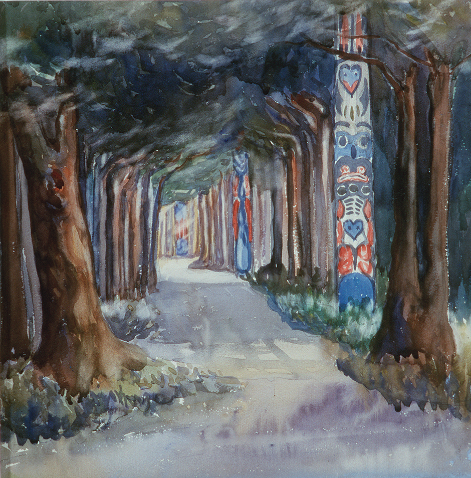 Plimbare printre stâlpi totem în Sitka by Emily Carr - 1907 - 38,5 x 38,5 cm 