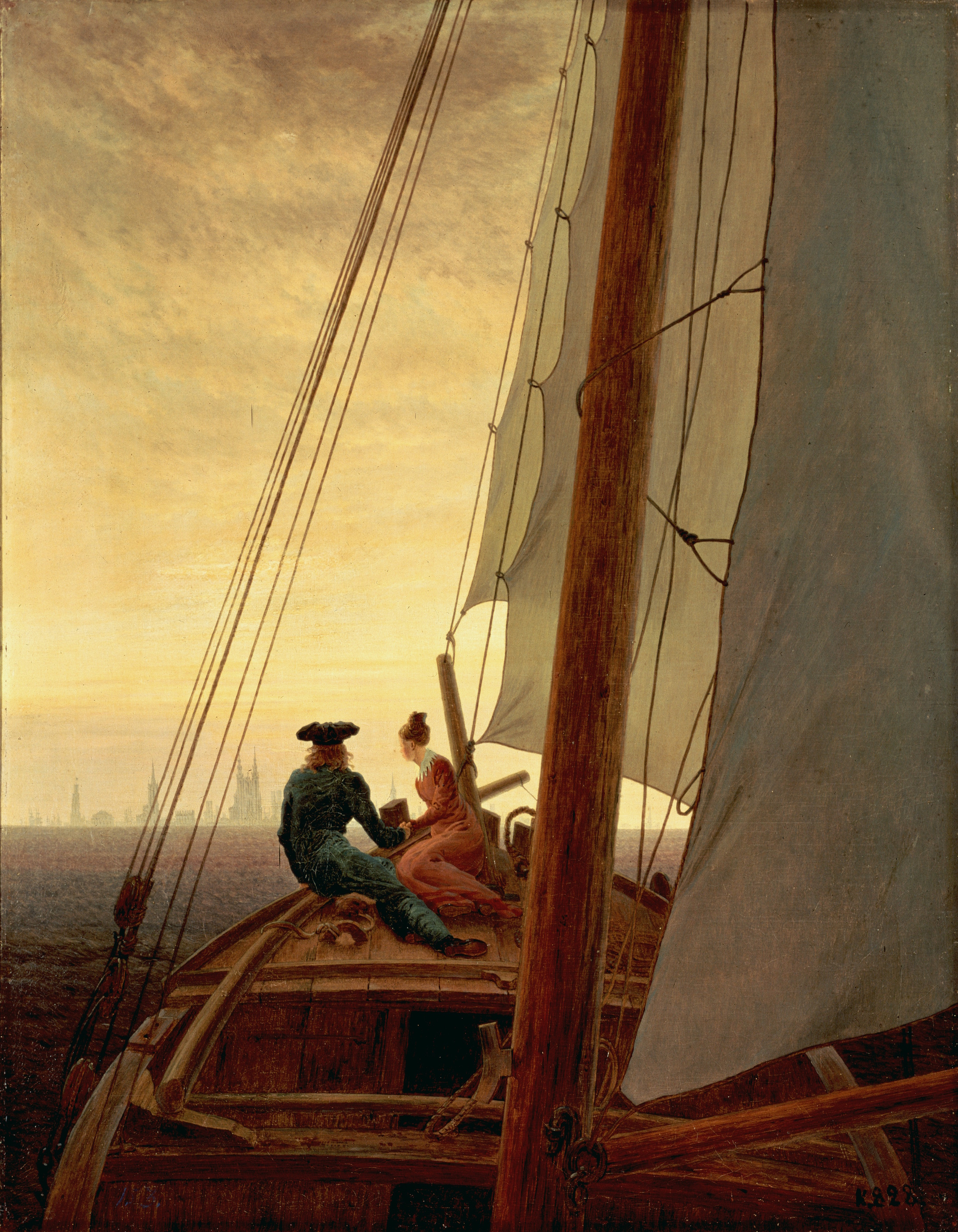 Op een zeilboot by Caspar Friedrich - 1819 - 71 x 56 cm 
