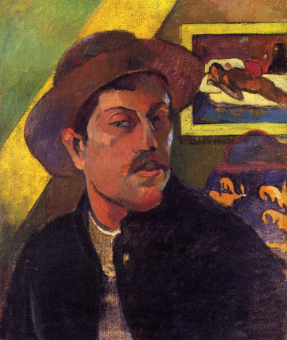 戴帽子的自畫像 by Paul Gauguin - 1893 - 38 x 46 cm 