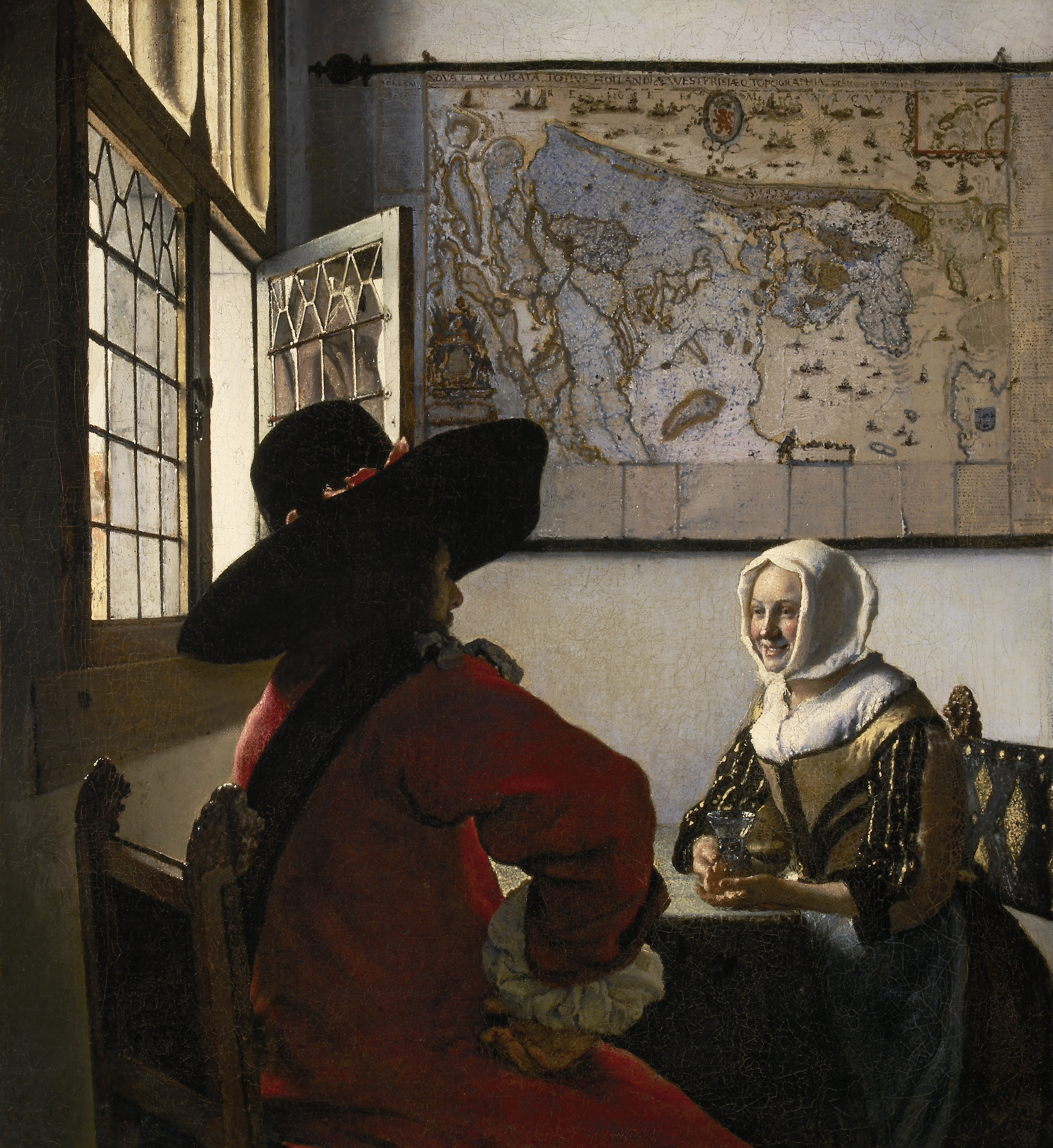 Oficial e Moça Sorridente by Johannes Vermeer - c. 1657 - 50.5 x 46 cm 