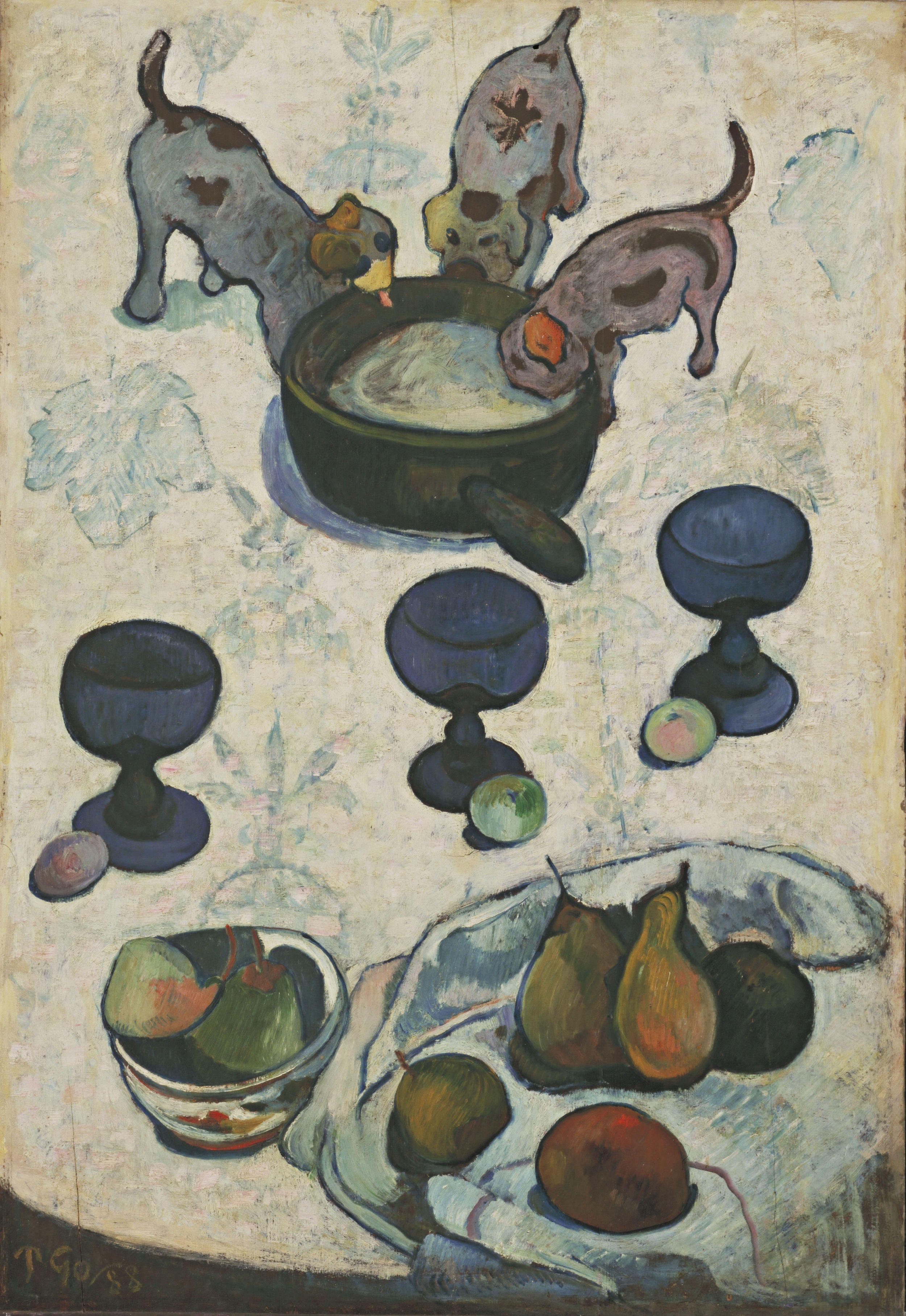 Still Life with Three Puppies by Paul Gauguin - 1888 - 92 cm x 63 cm Museum of Modern Art