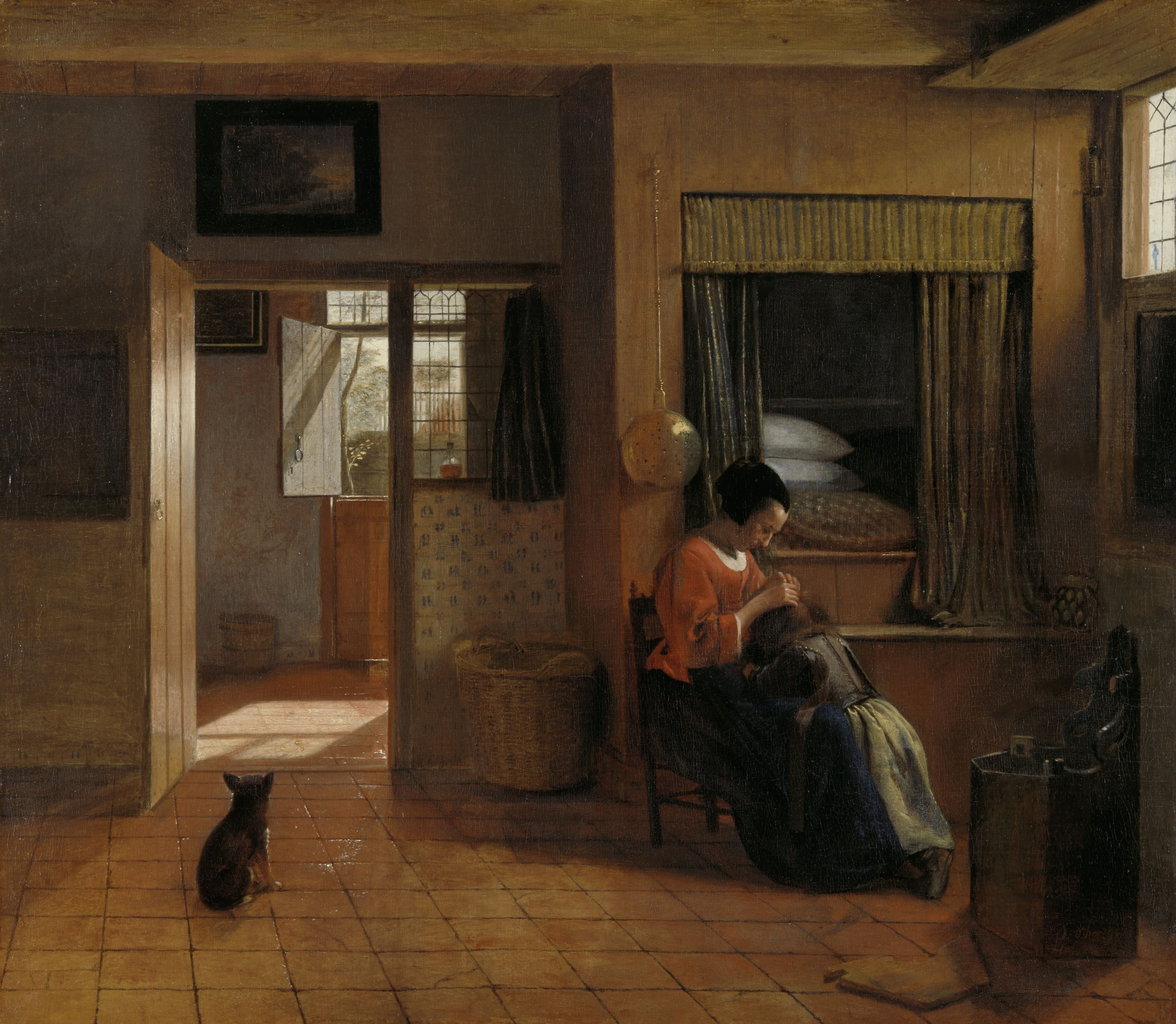 A Mother Delousing her Child’s Hair, Known as ‘A Mother’s Duty’ by Pieter de Hooch - c. 1658 - c. 1660 - 52.5 × w 61cm Rijksmuseum