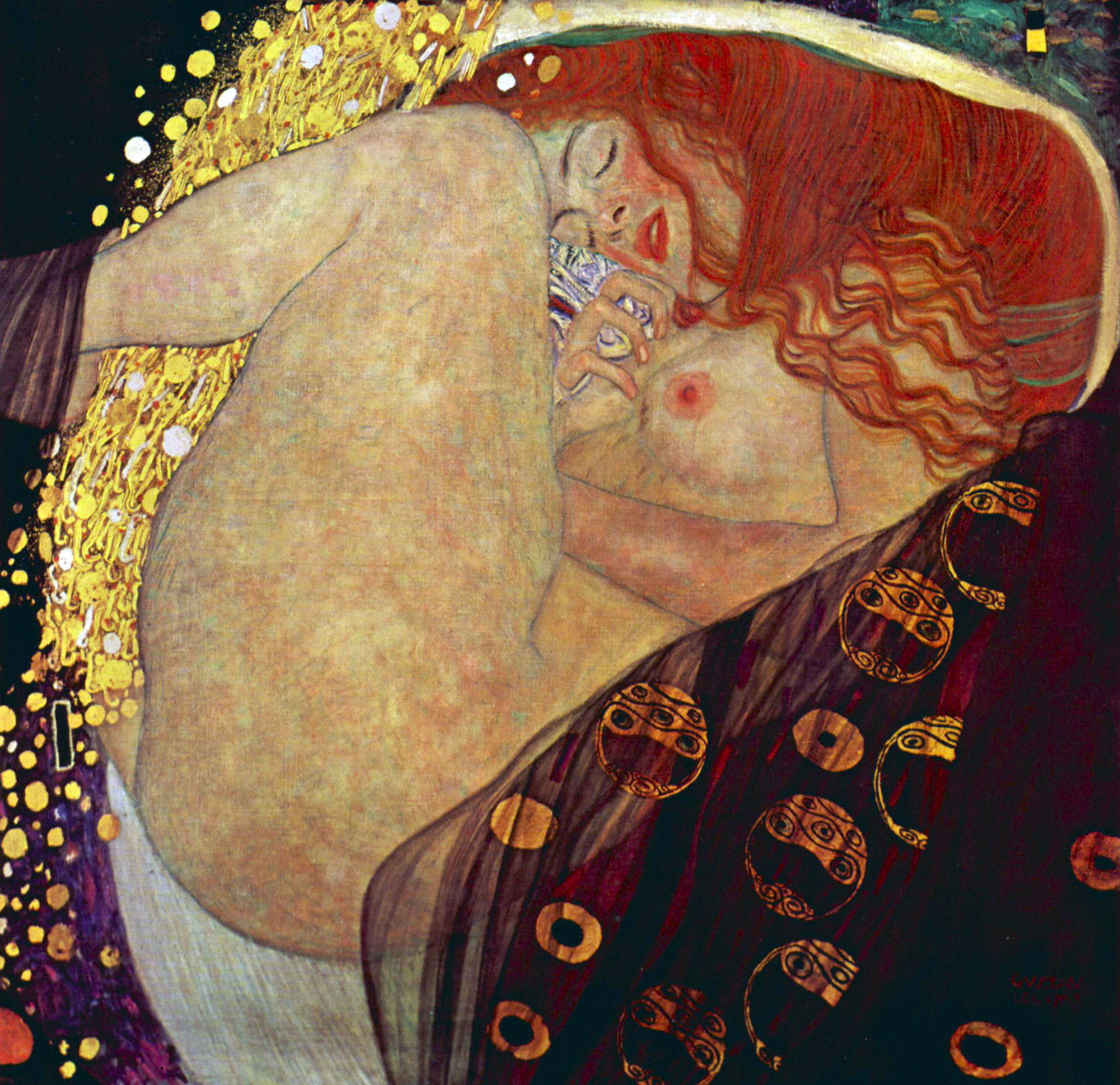 Danae by Gustav Klimt - 1907 - 77 cm × 83 cm collezione privata